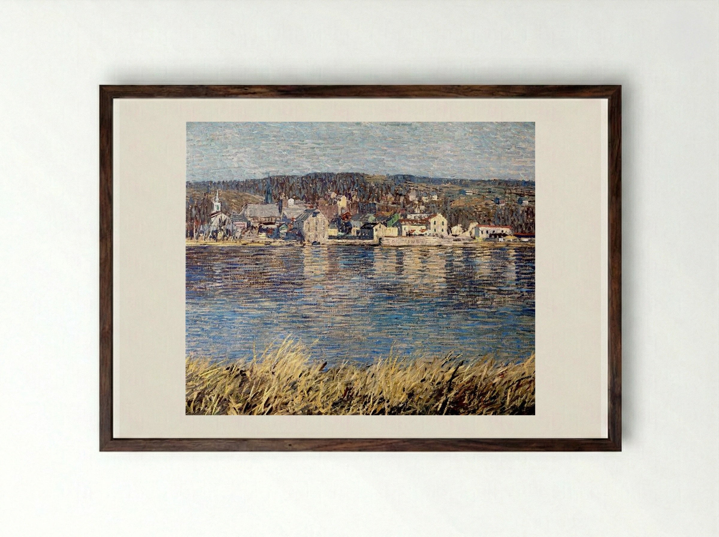 Across the River - Robert Spencer - Framed Print Dark Wood