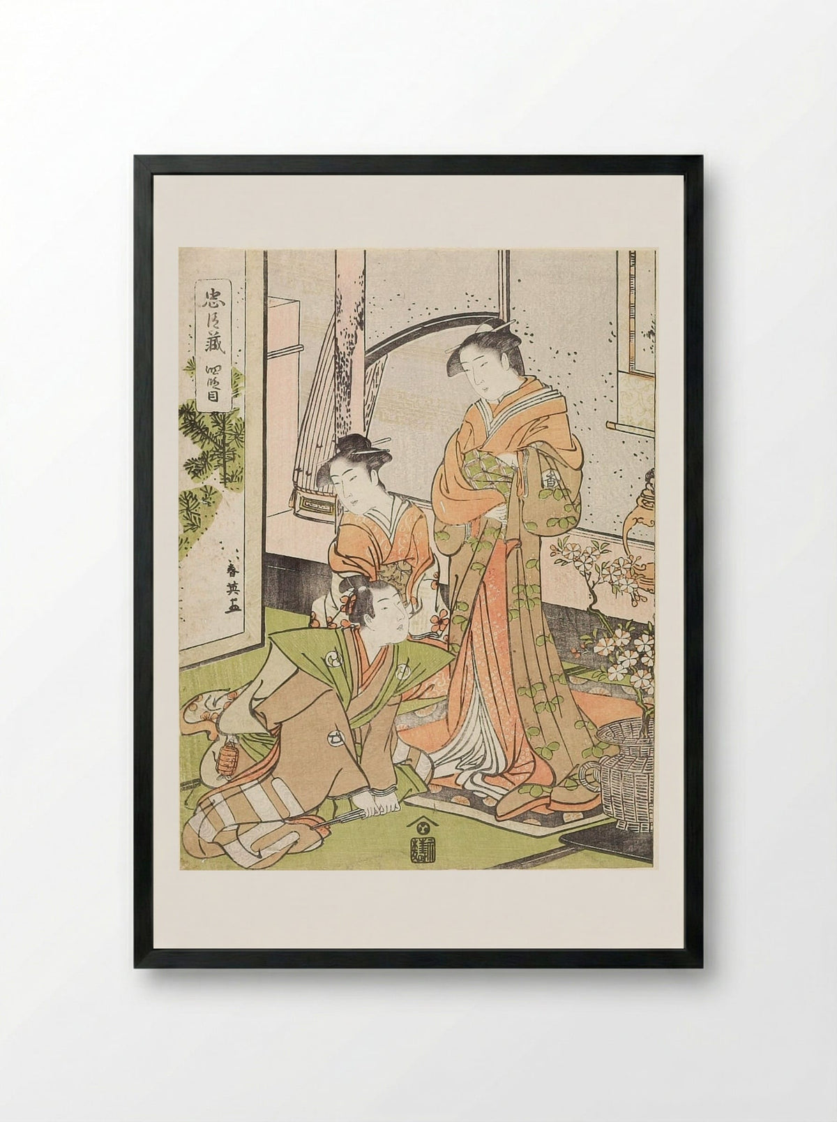 Act Four from the series Treasury of Loyal Retainers - Katsukawa Shun'ei - Framed Print Black