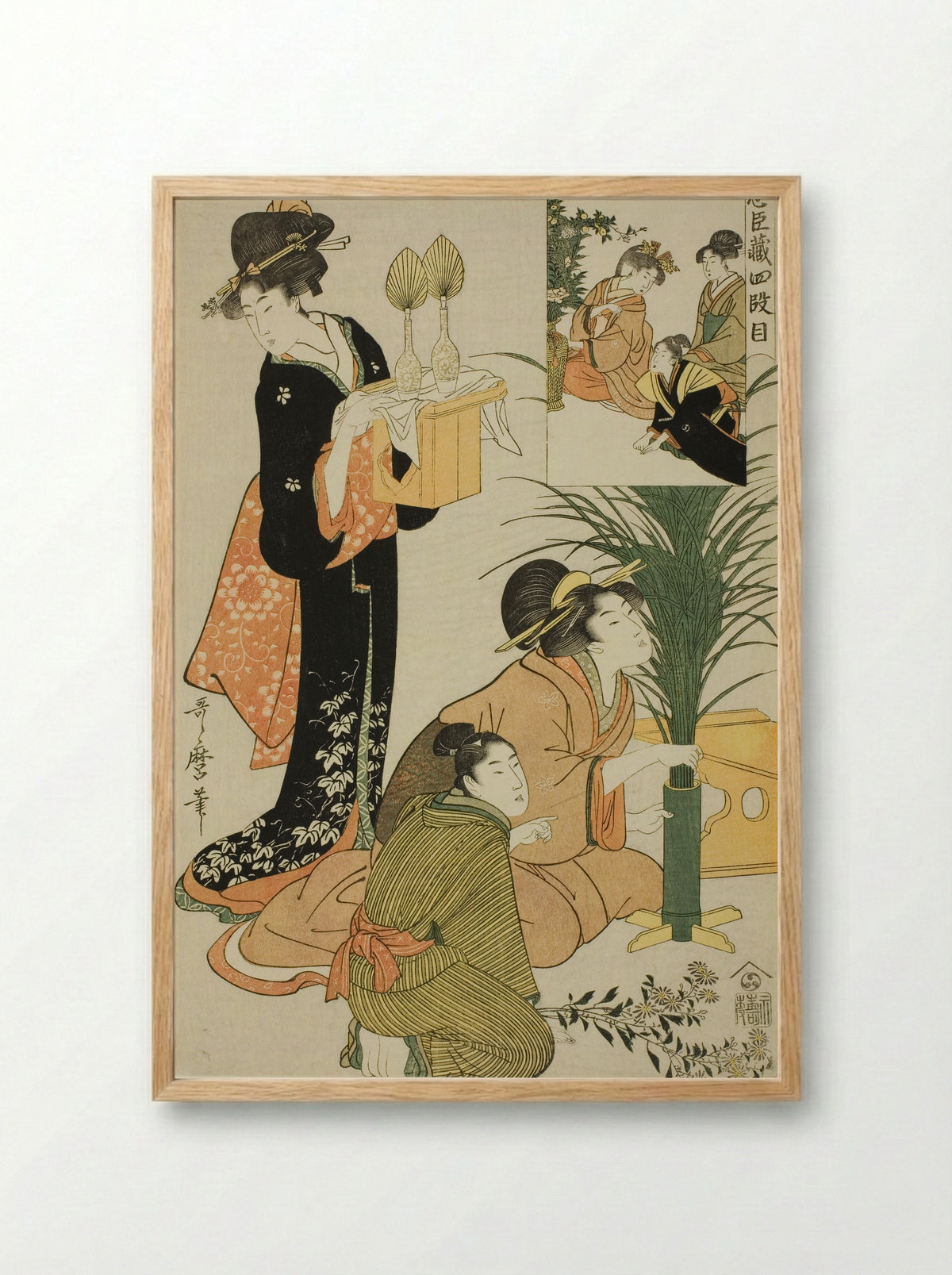 Act IV, from Treasury of the Loyal Retainers - Kitagawa Utamaro - Framed Print Wood