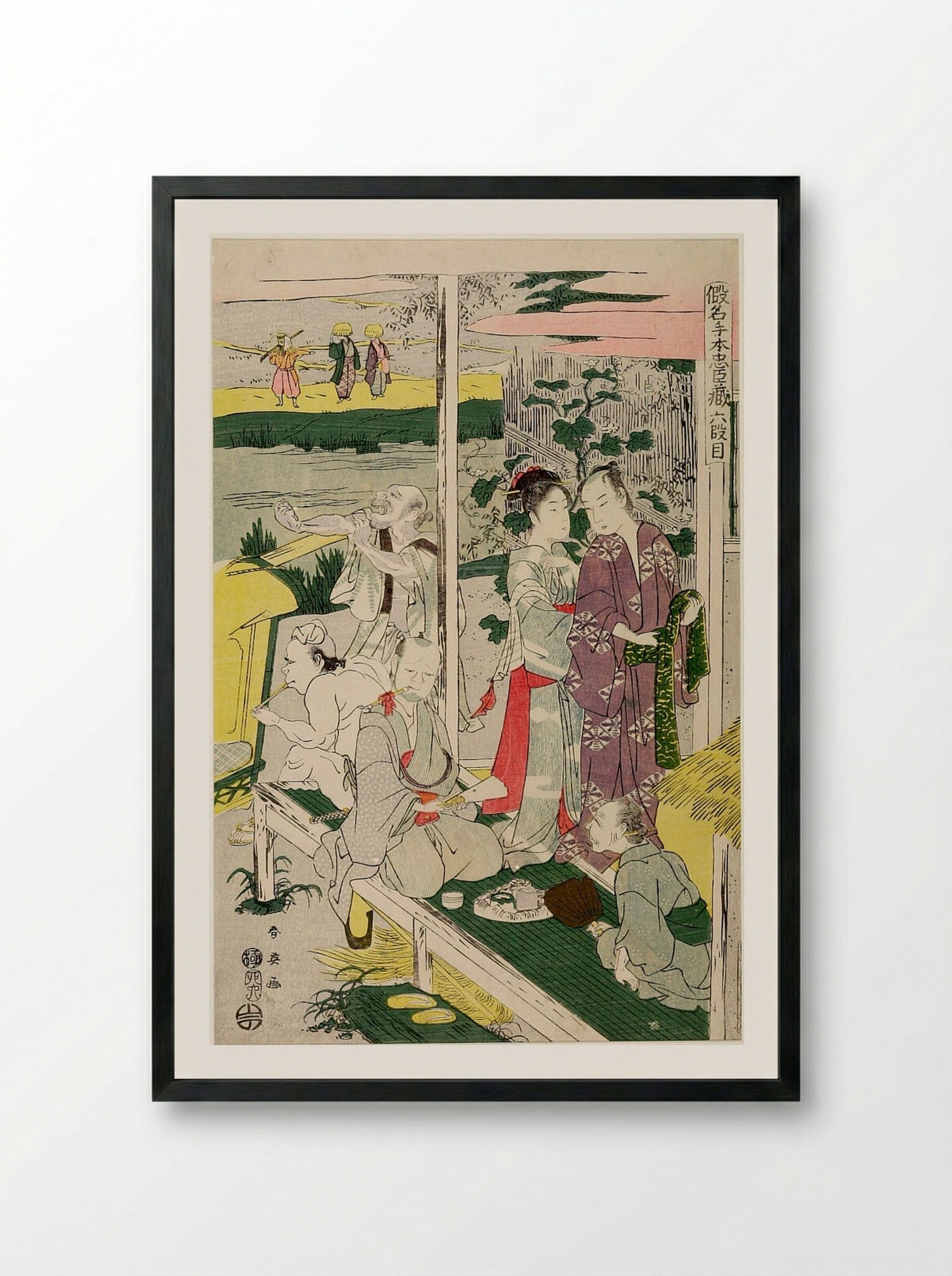 Act Six from the series Treasury of Loyal Retainers - Katsukawa Shun'ei - Framed Print Black