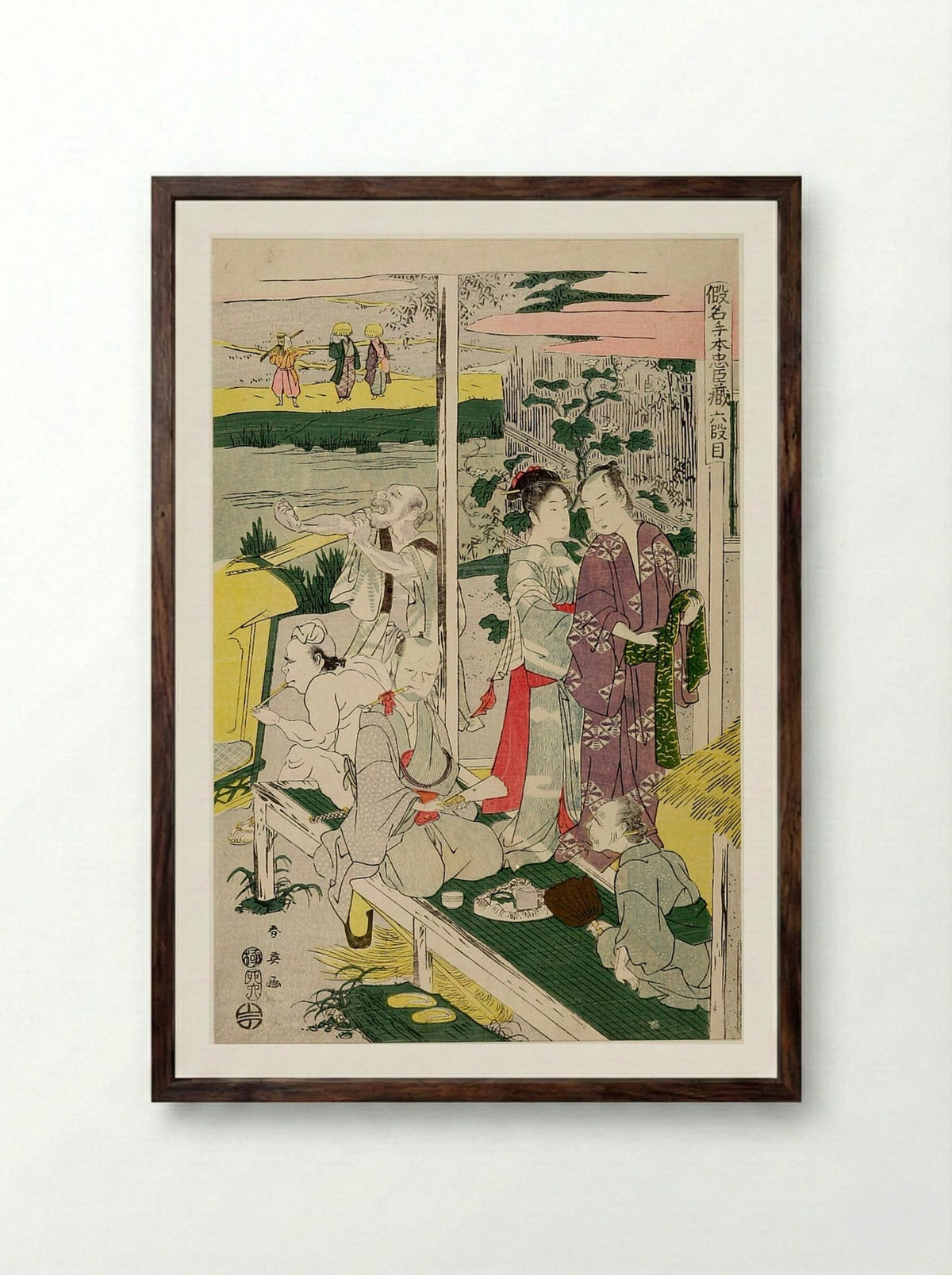 Act Six from the series Treasury of Loyal Retainers - Katsukawa Shun'ei - Framed Print Dark Wood