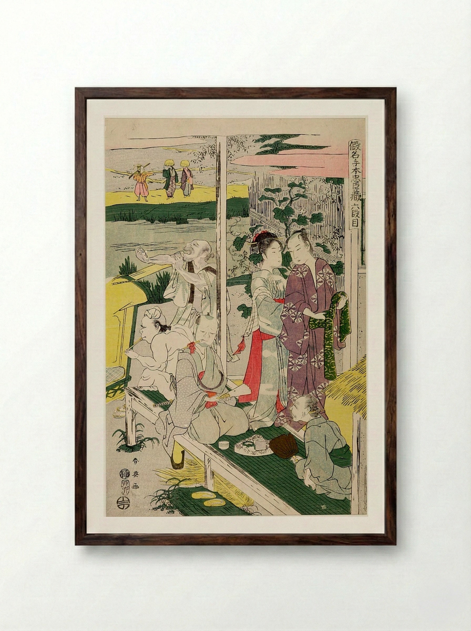 Act Six from the series Treasury of Loyal Retainers - Katsukawa Shun'ei - Framed Print Dark Wood