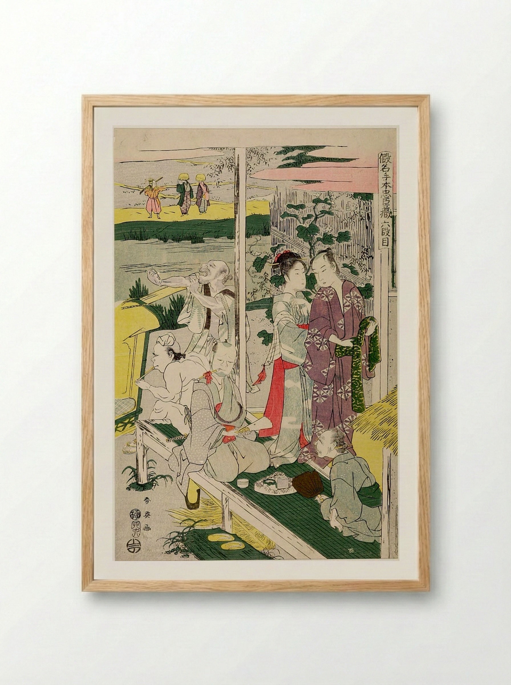 Act Six from the series Treasury of Loyal Retainers - Katsukawa Shun'ei - Framed Print Wood