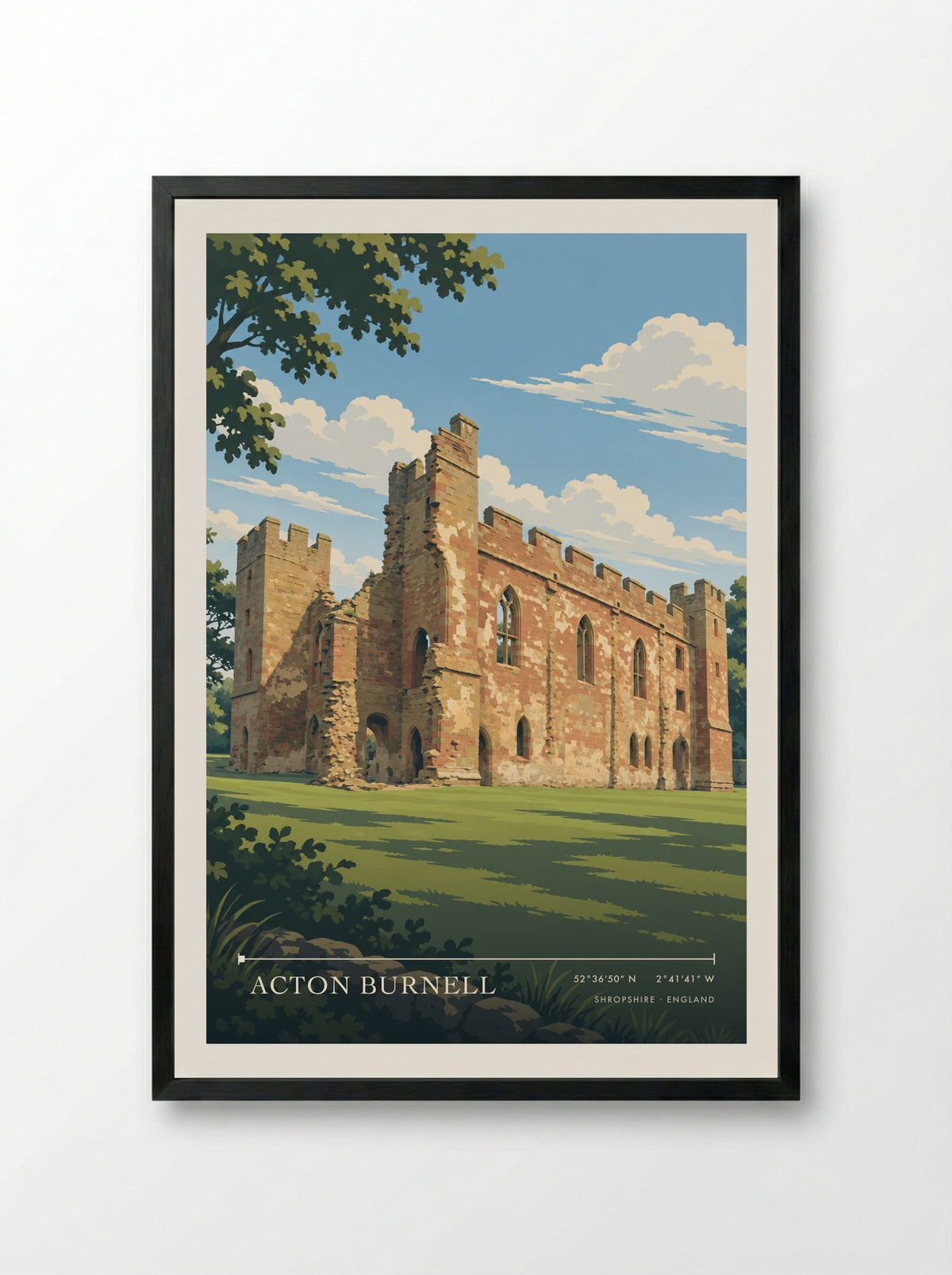 Acton Burnell, Shropshire | Travel Poster - Framed Print Black