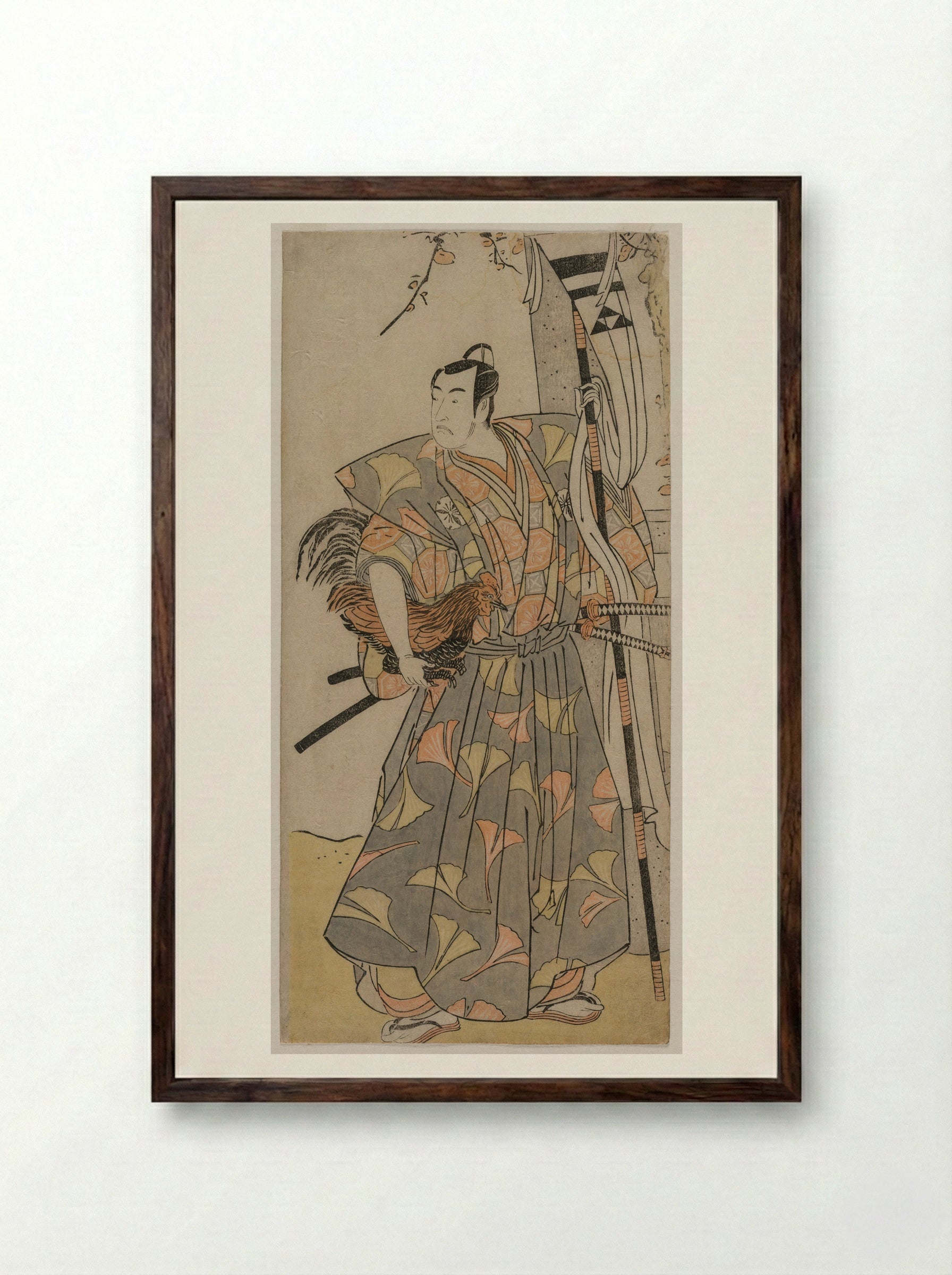 Actor Arashi Sangoro II as a Samurai - Katsukawa Shunkō - Framed Print Dark Wood