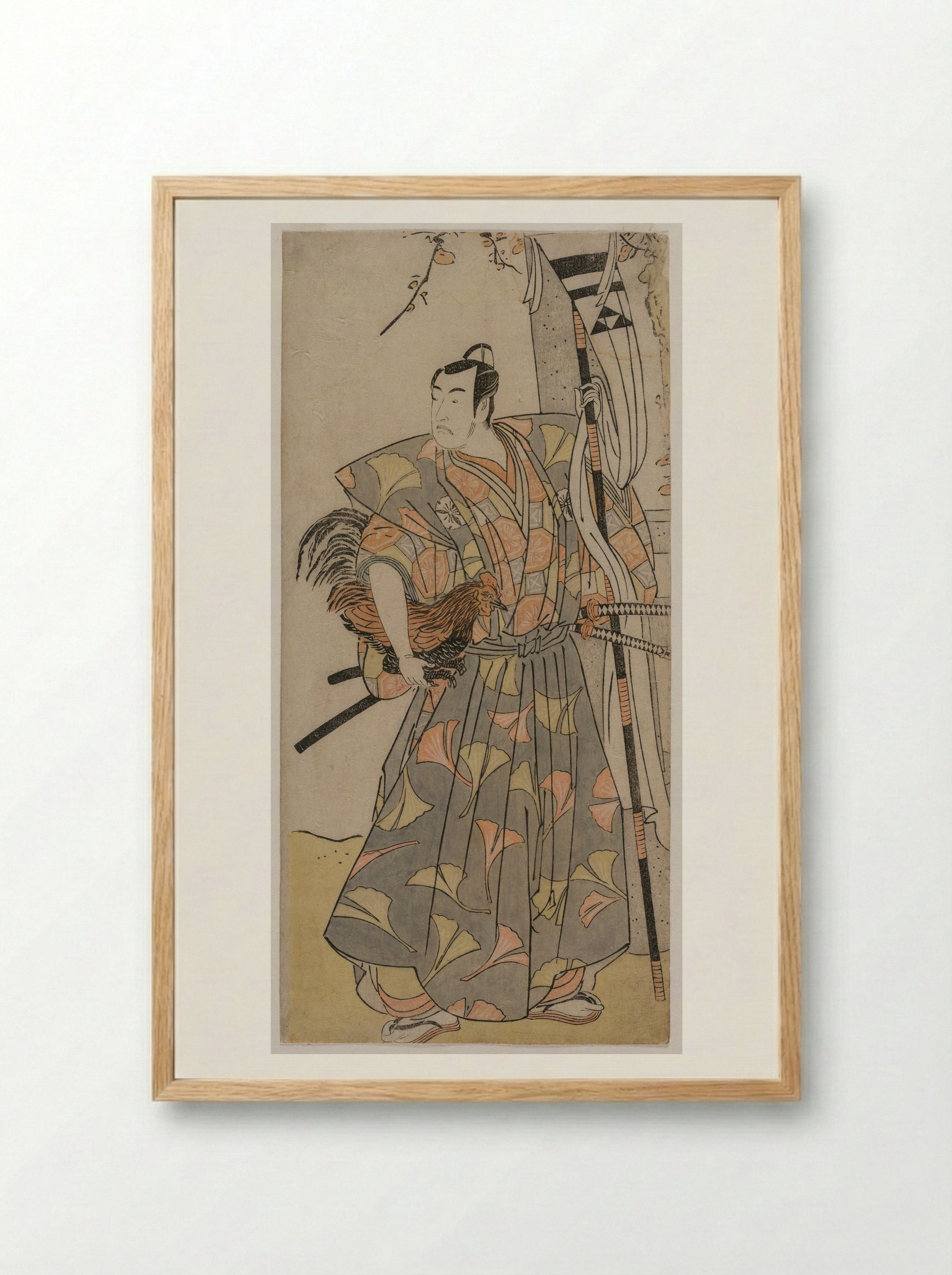 Actor Arashi Sangoro II as a Samurai - Katsukawa Shunkō - Framed Print Wood