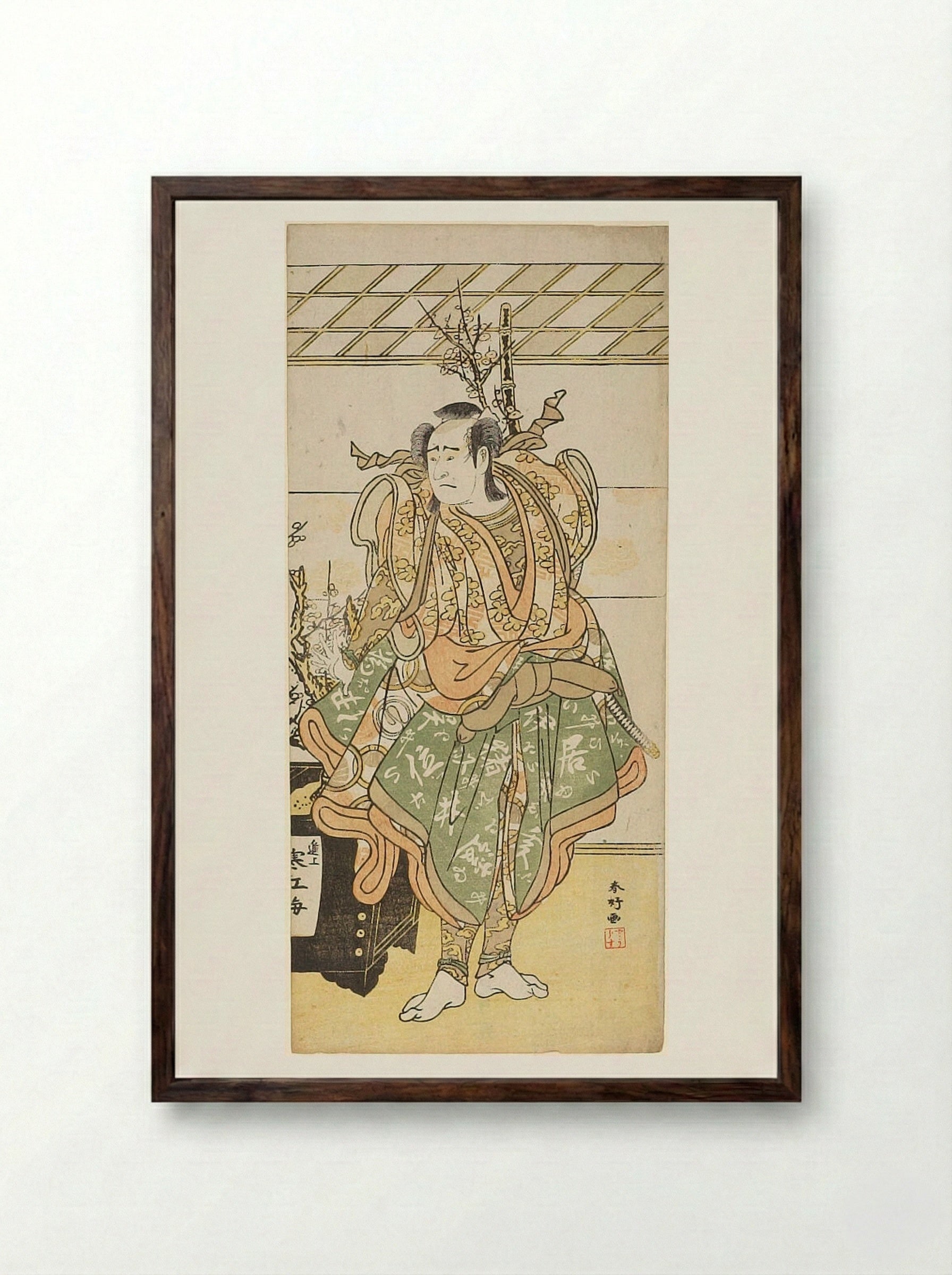 Actor Faces Left - Katsukawa Shunkō - Framed Print Dark Wood