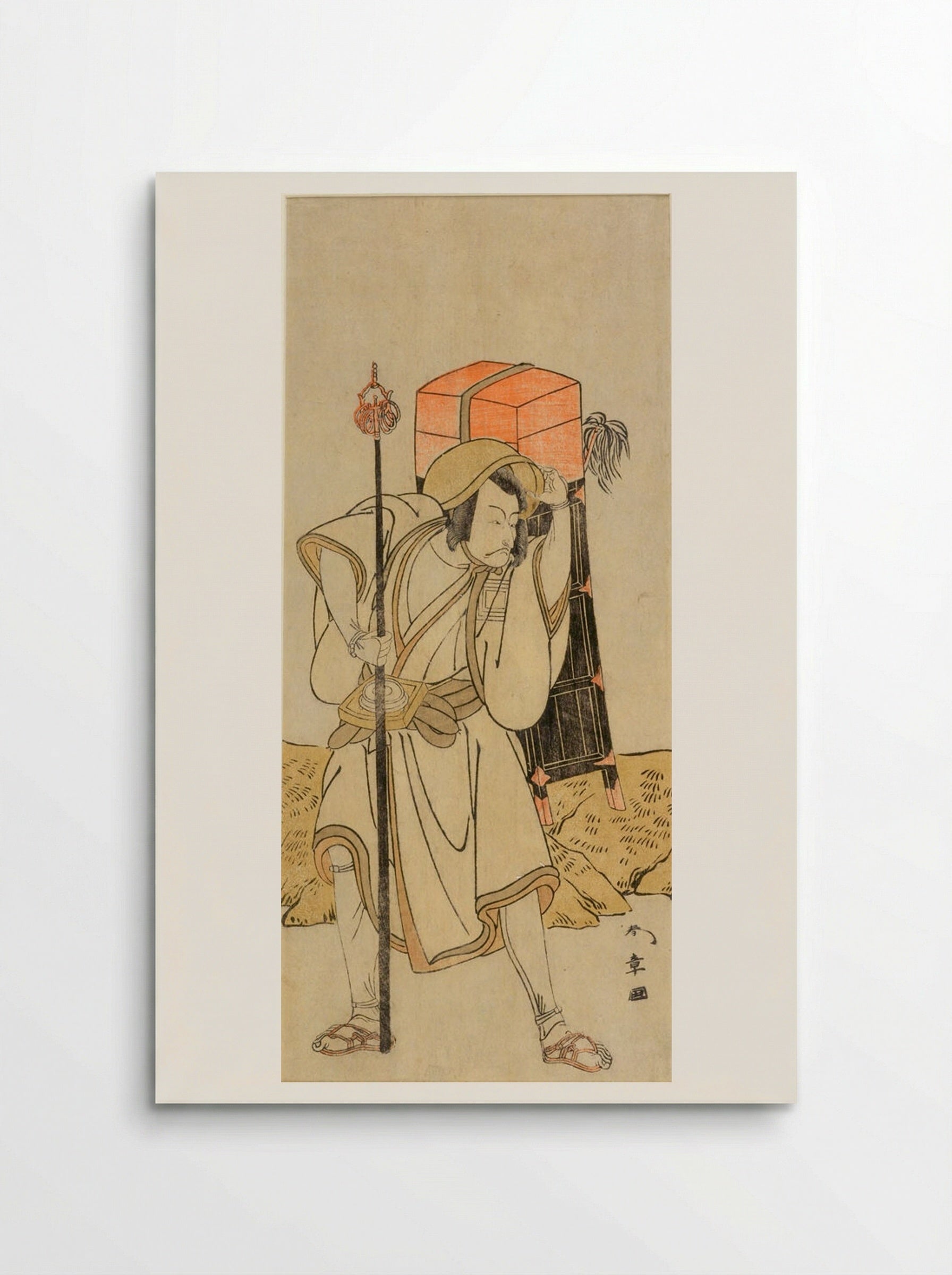 Actor Ichikawa Danjūrō 5th as Moriya no Daijin disguised as Rokujūrokubu - Katsukawa Shunshō - Poster