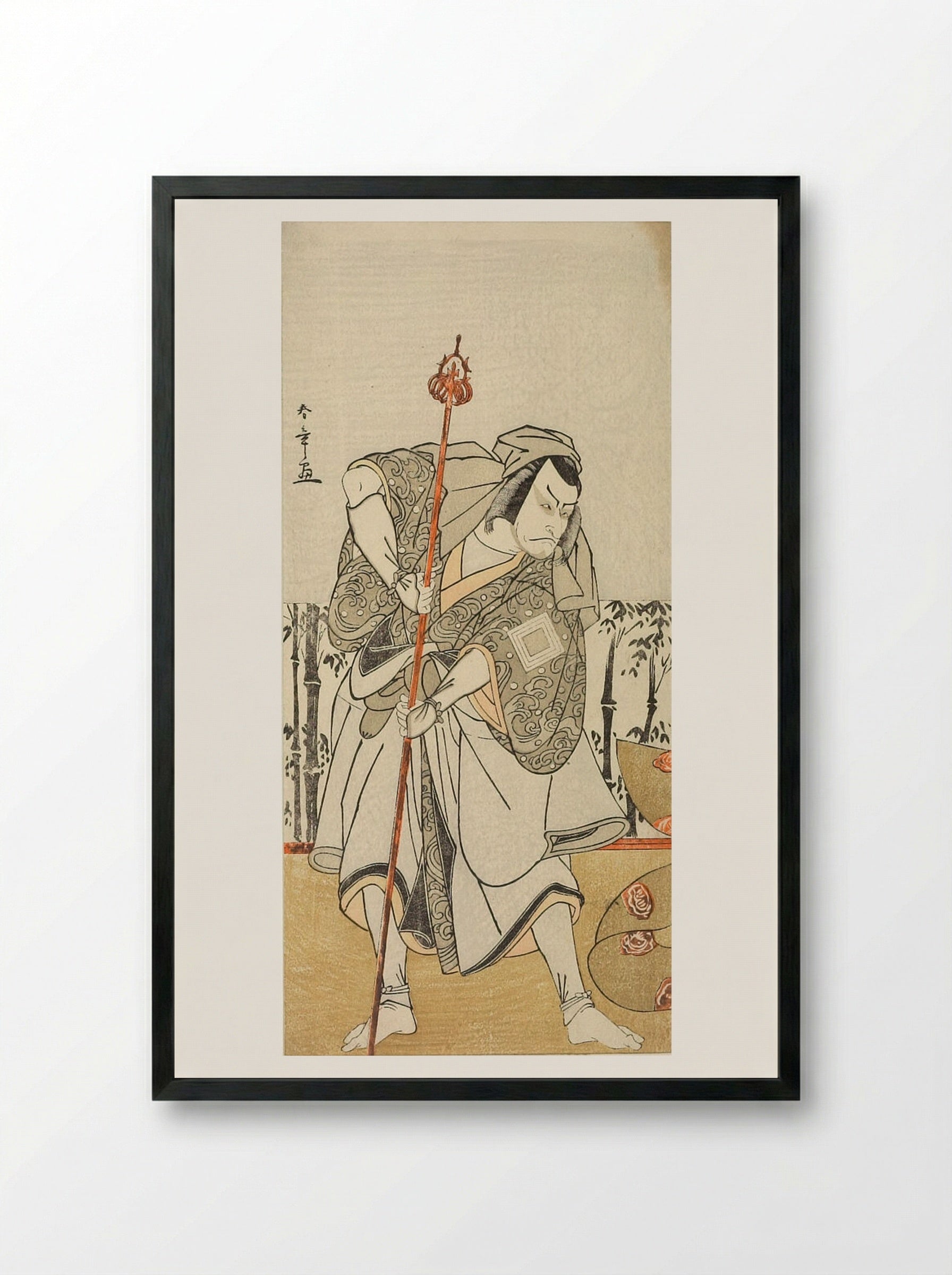Actor Ichikawa Danjūrō 5th as Taira no Masakado - Katsukawa Shunshō - Framed Print Black