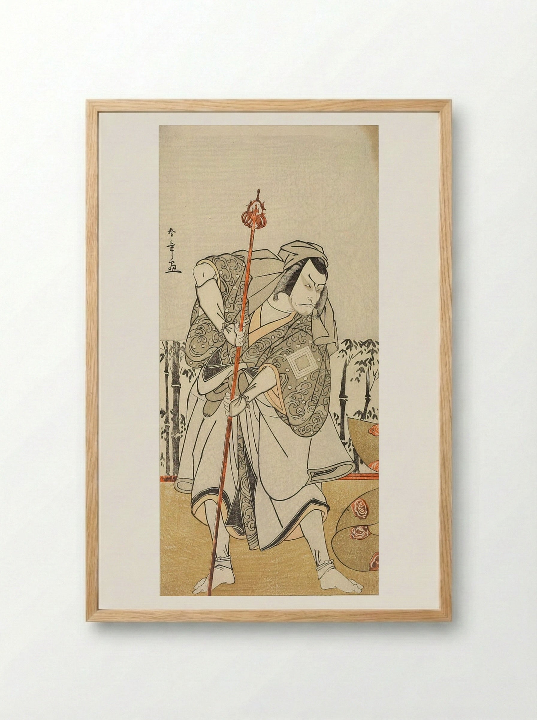 Actor Ichikawa Danjūrō 5th as Taira no Masakado - Katsukawa Shunshō - Framed Print Wood