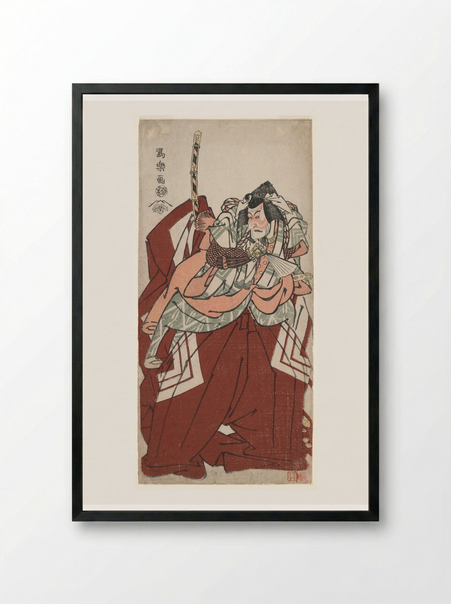 Actor Ichikawa Ebizō as Kamakura Gongorō Kagemasa - Tōshūsai Sharaku - Framed Print Black