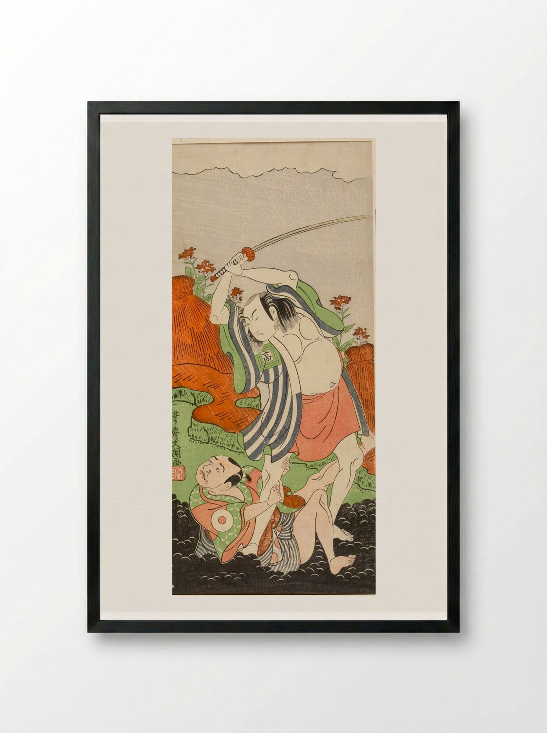 Actor Ichikawa Komazō - Ippitsusai Bunchō - Framed Print Black