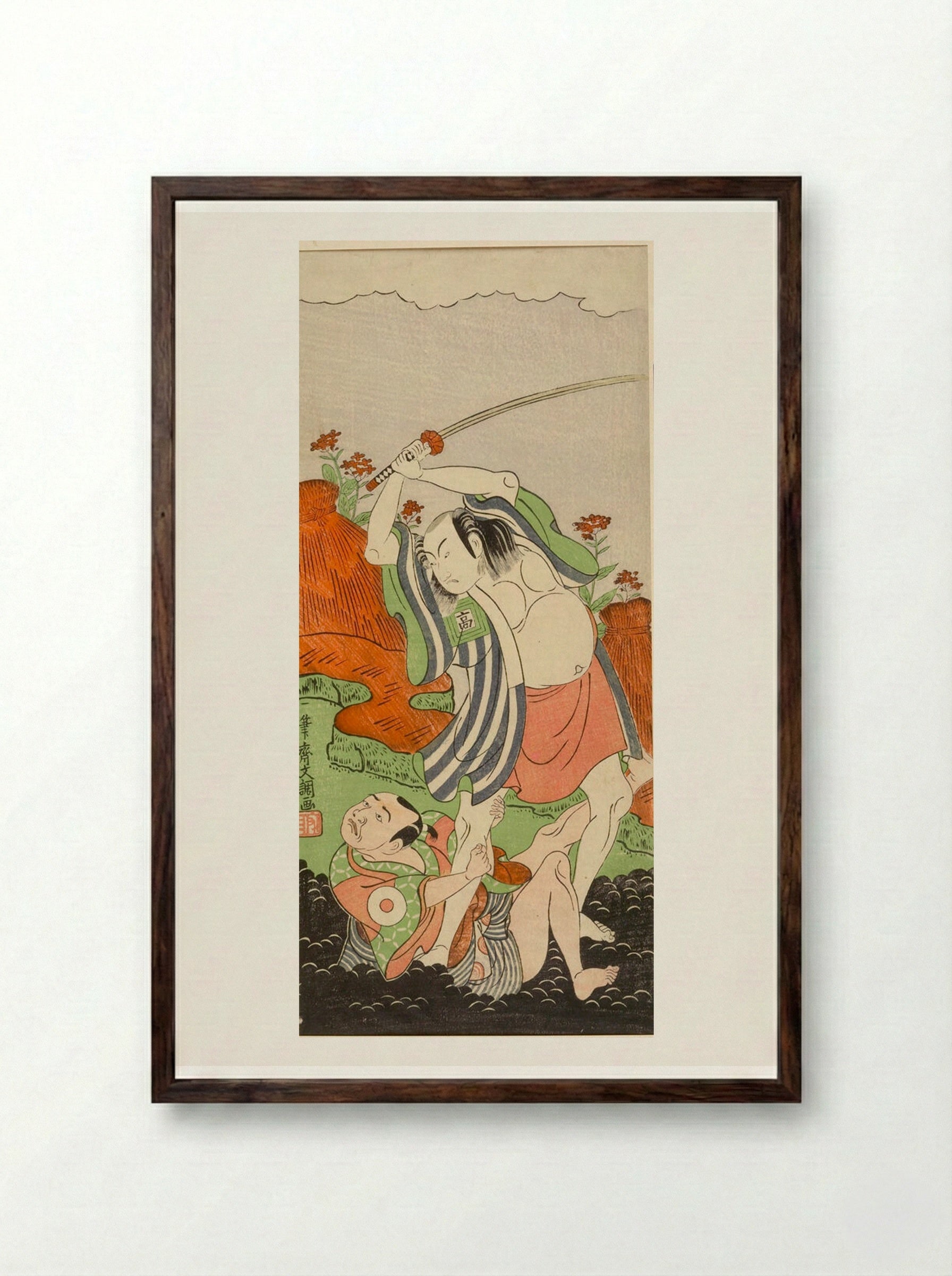 Actor Ichikawa Komazō - Ippitsusai Bunchō - Framed Print Dark Wood