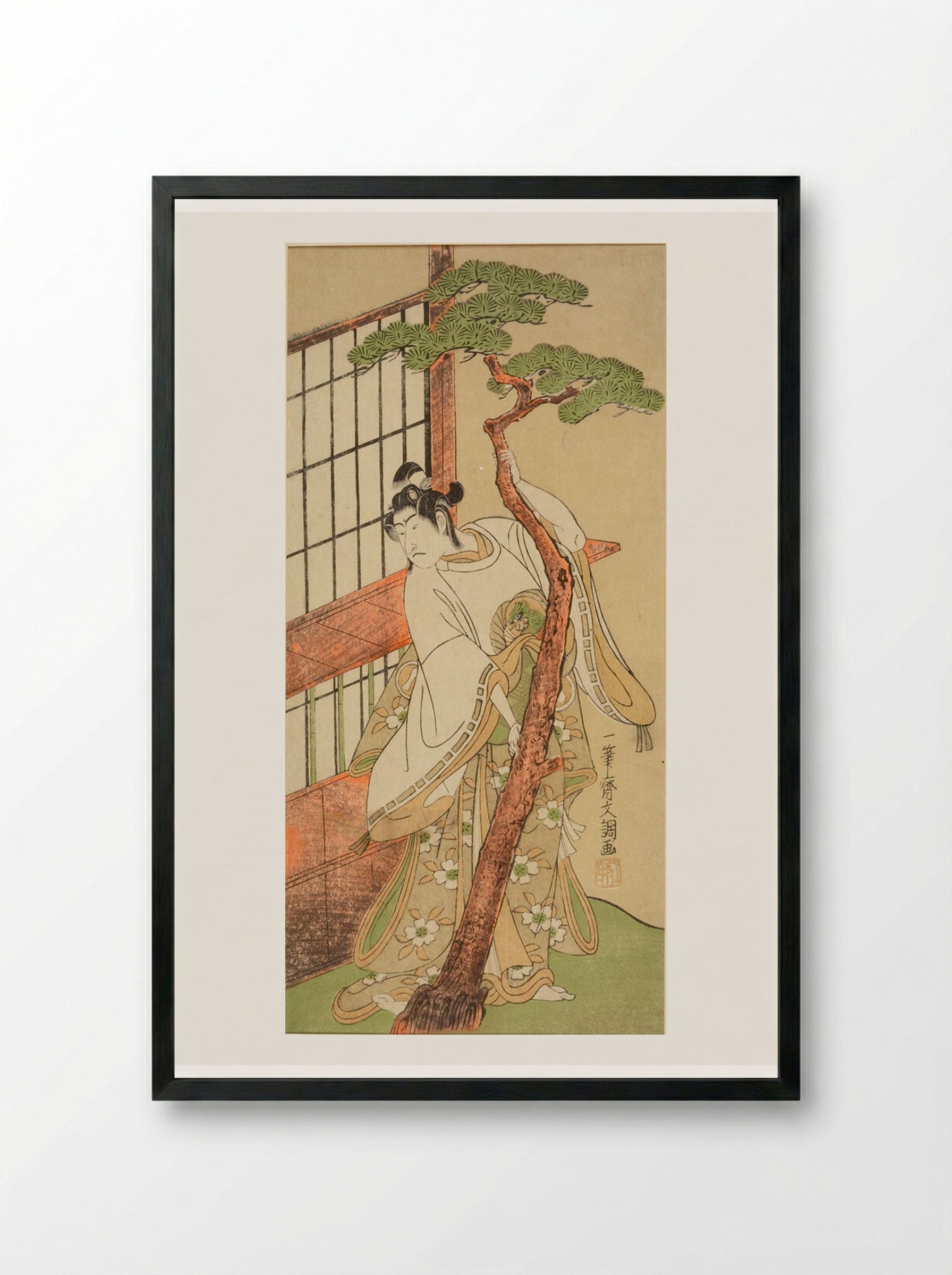 Actor Ichikawa Monnosuke 2nd as Tsunewakamaru - Ippitsusai Bunchō - Framed Print Black