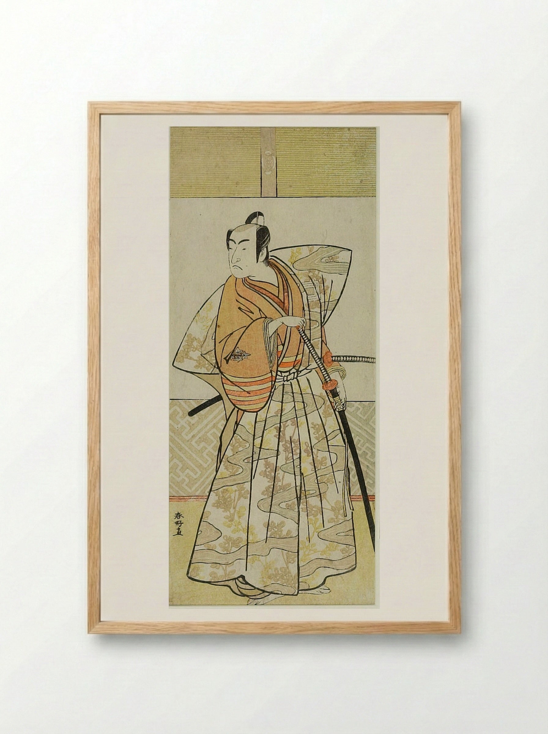 Actor Ichikawa Umezo as a Samurai - Katsukawa Shunkō - Framed Print Wood