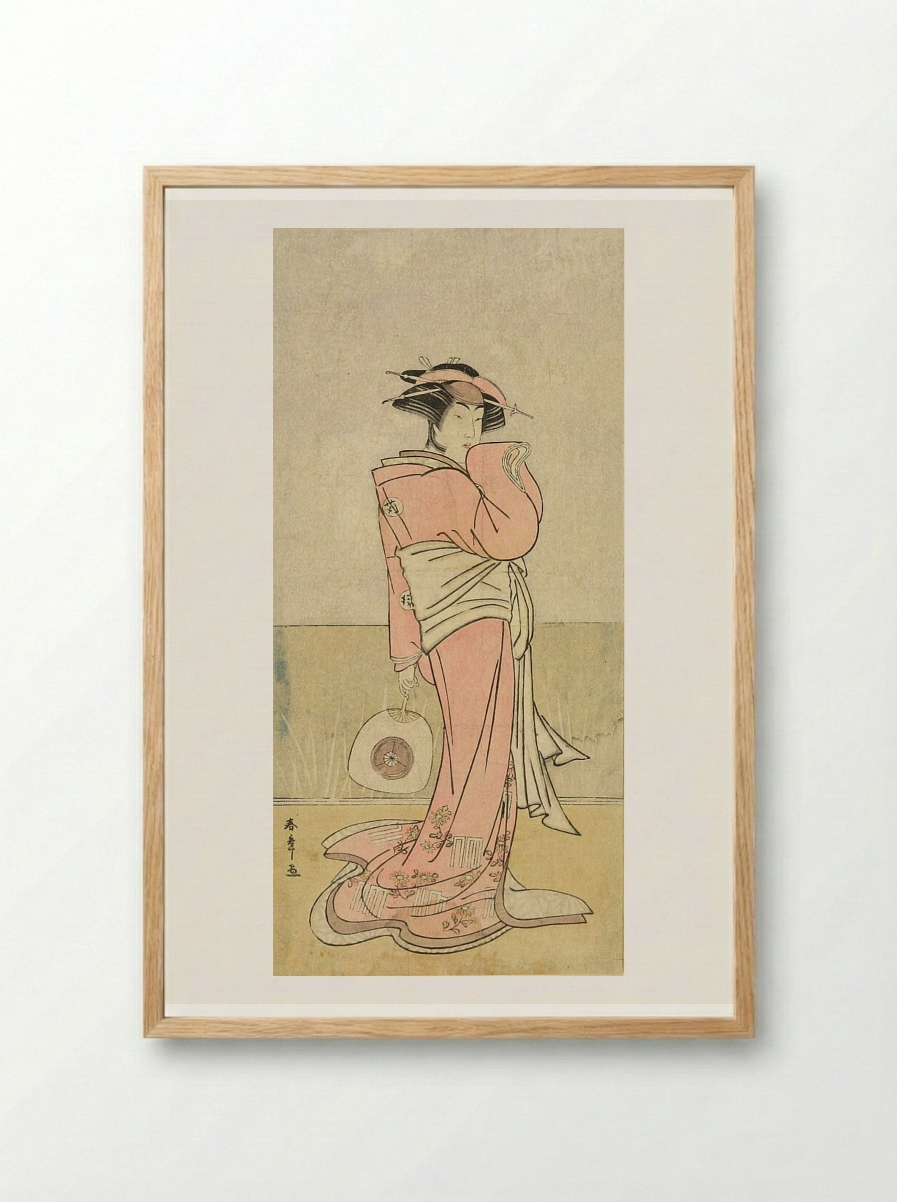 Actor Iwai Hanshirō IV as a Woman - Katsukawa Shunshō - Framed Print Wood