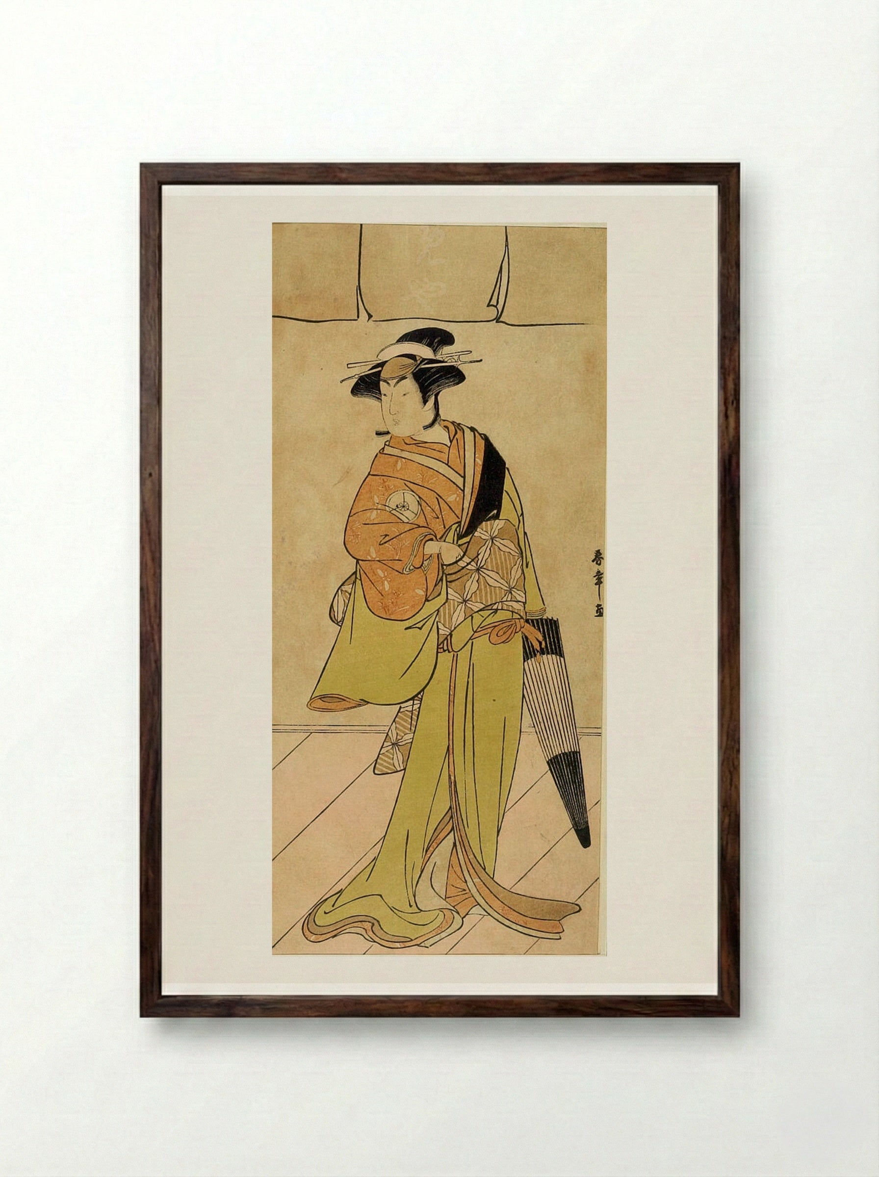 Actor Iwai Hanshirō IV - Katsukawa Shunshō - Framed Print Dark Wood