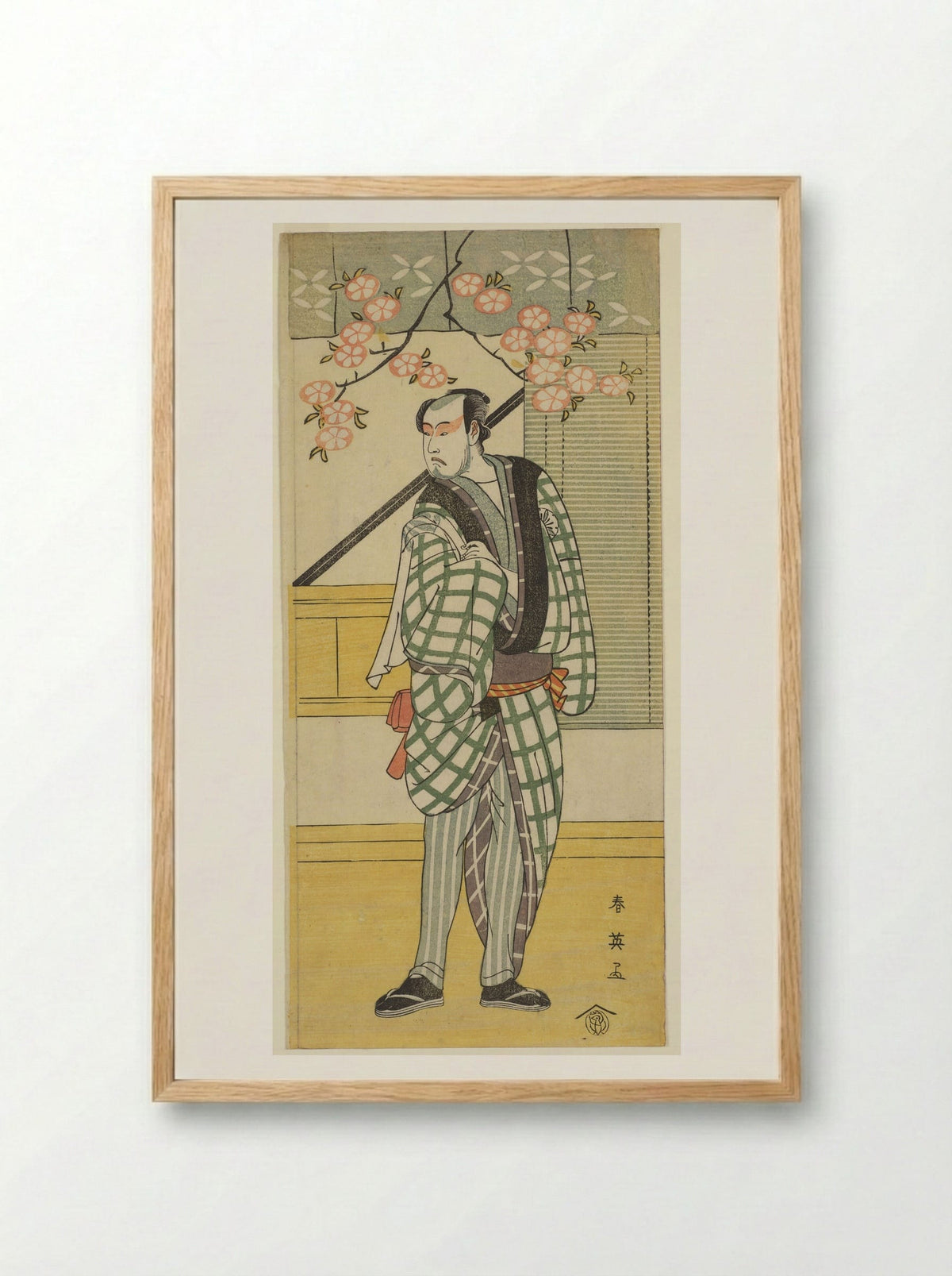Actor Matsumoto Koshirō II in a Sukeroku Play - Katsukawa Shun'ei - Framed Print Wood