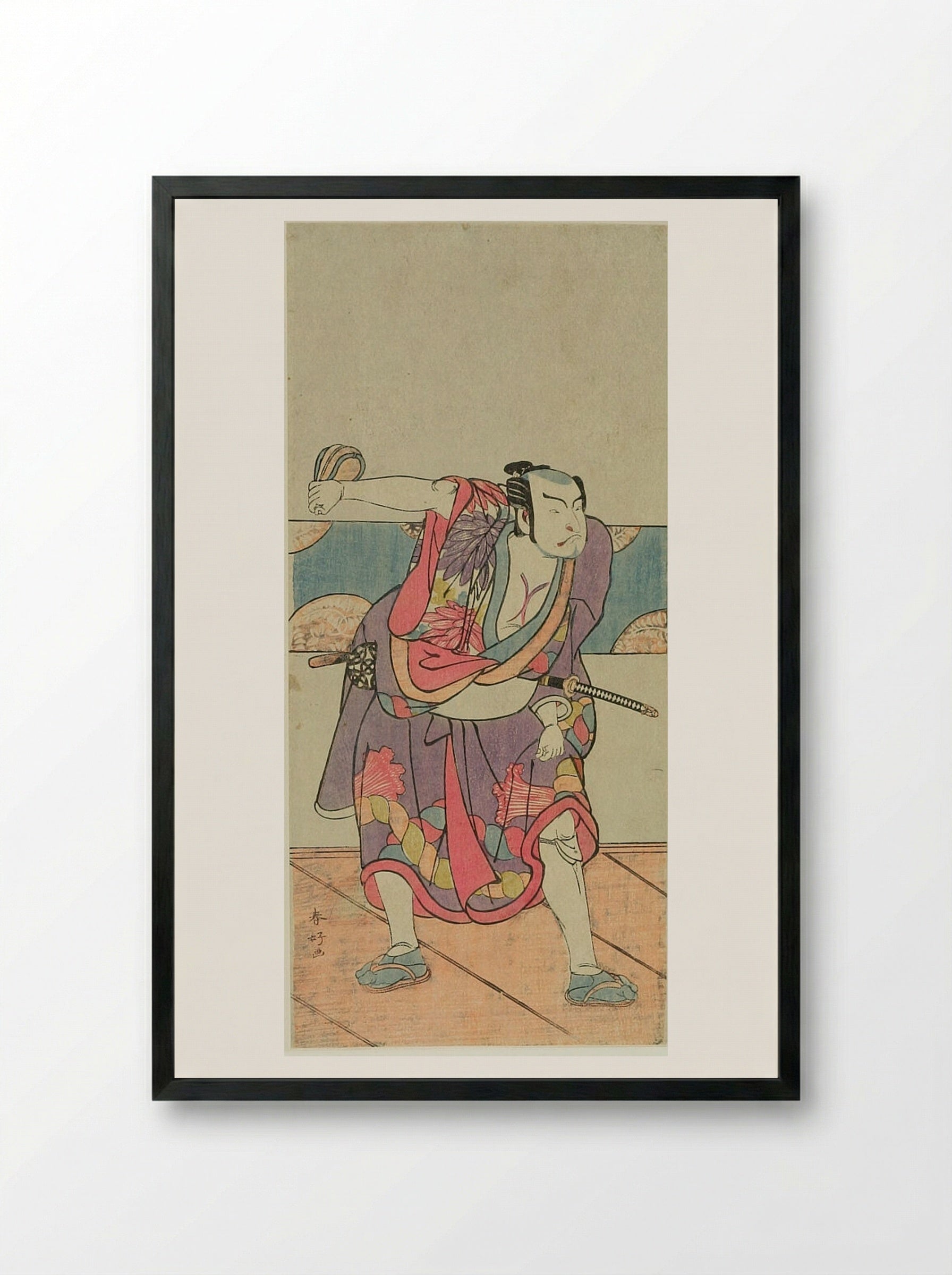 Actor Nakamura Denkūrō 2nd as a Yako - Katsukawa Shunkō - Framed Print Black