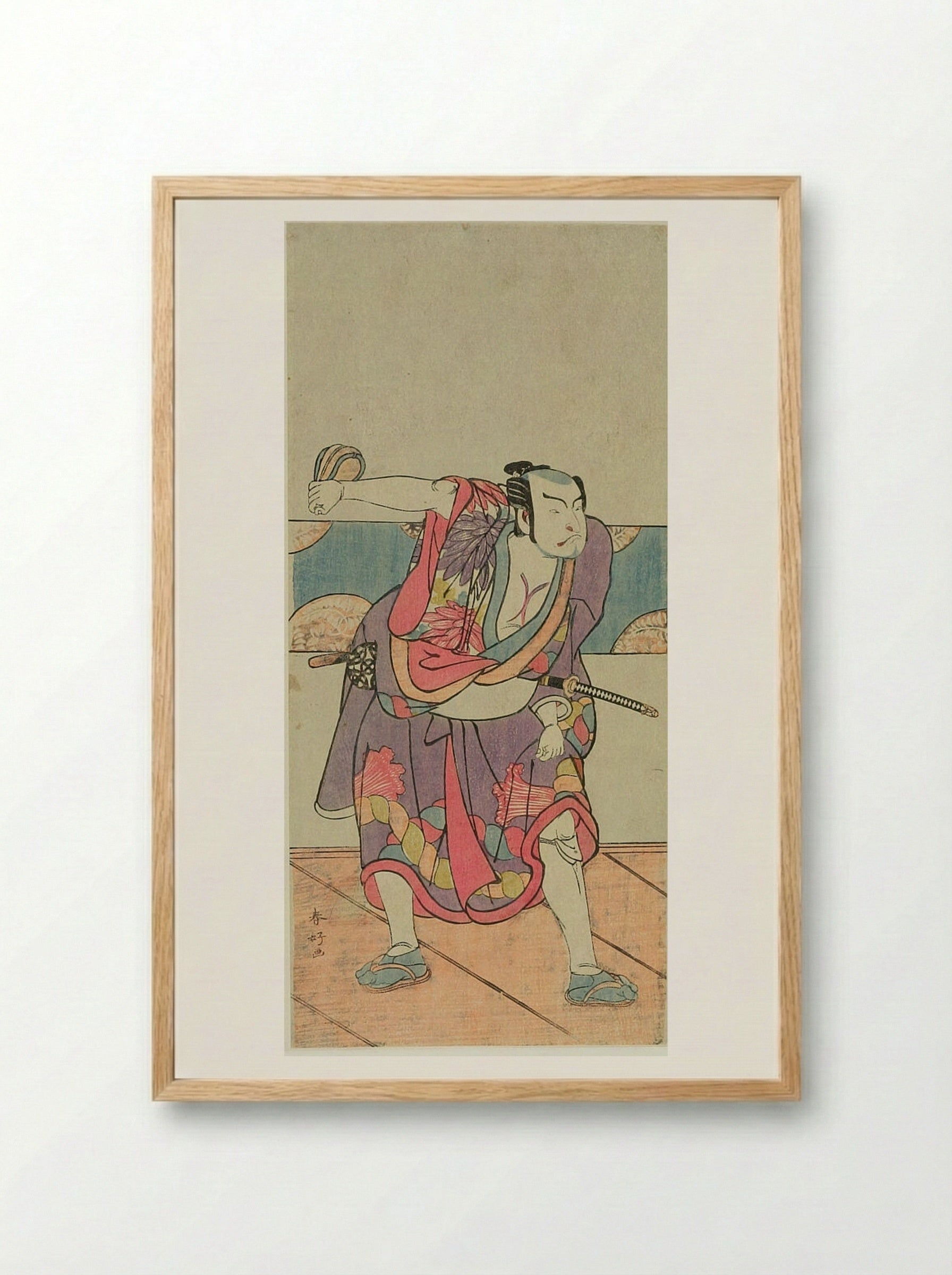 Actor Nakamura Denkūrō 2nd as a Yako - Katsukawa Shunkō - Framed Print Wood