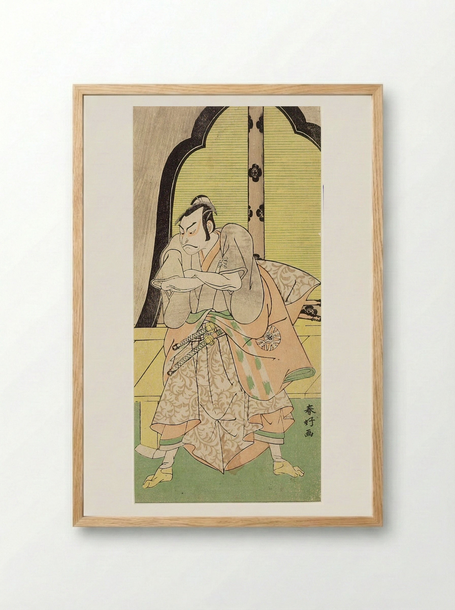 Actor Nakamura Makazo as a Samurai - Katsukawa Shunkō - Framed Print Wood
