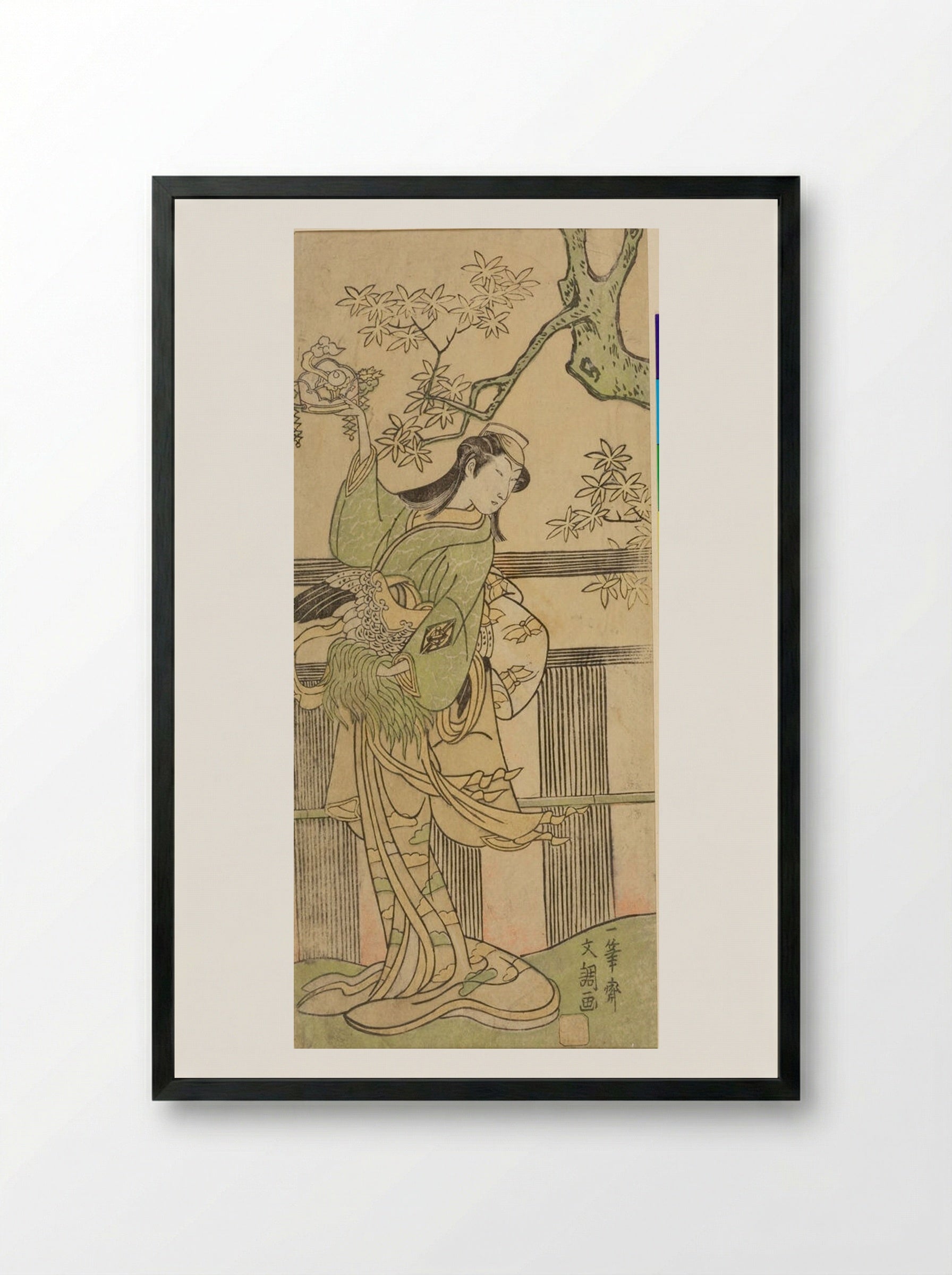 Actor Nakamura Matsue as a Female Dancer - Ippitsusai Bunchō - Framed Print Black