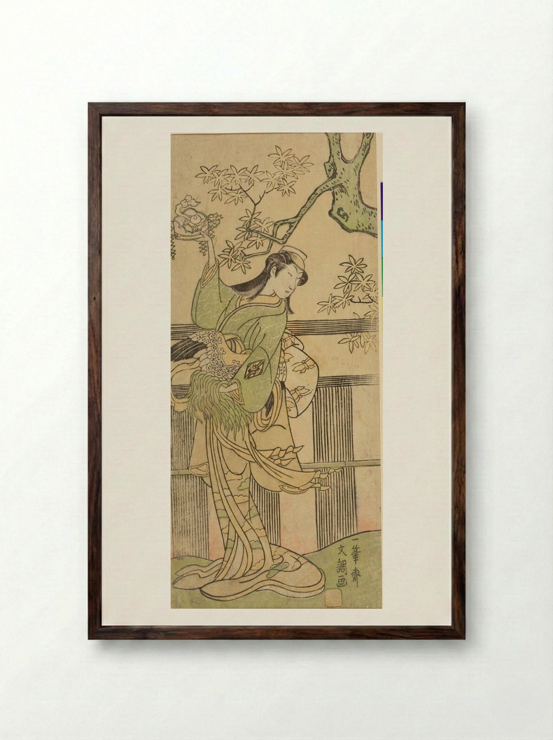 Actor Nakamura Matsue as a Female Dancer - Ippitsusai Bunchō - Framed Print Dark Wood