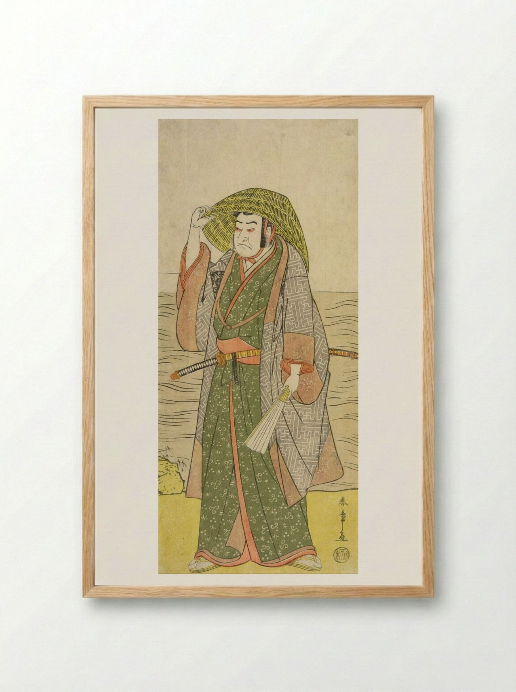 Actor Nakamura Nakazō 1st as Kume no Heinaizaemon - Katsukawa Shunshō - Framed Print Wood