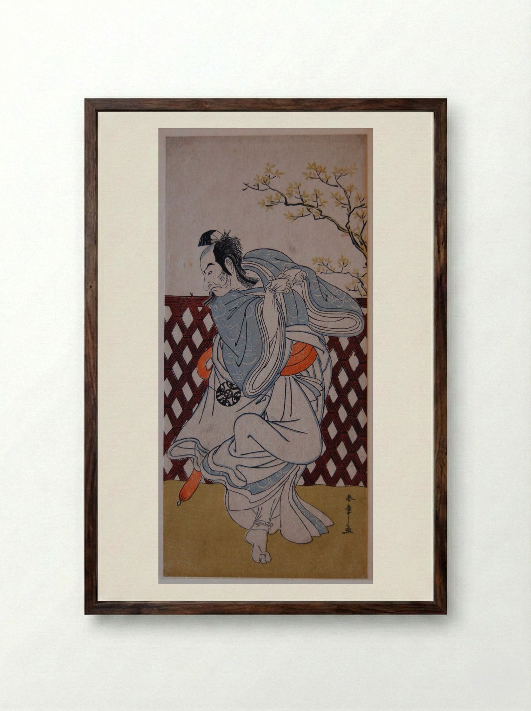 Actor Nakamura Nakazō 1st as Sakon-gitsune - Katsukawa Shunshō - Framed Print Dark Wood
