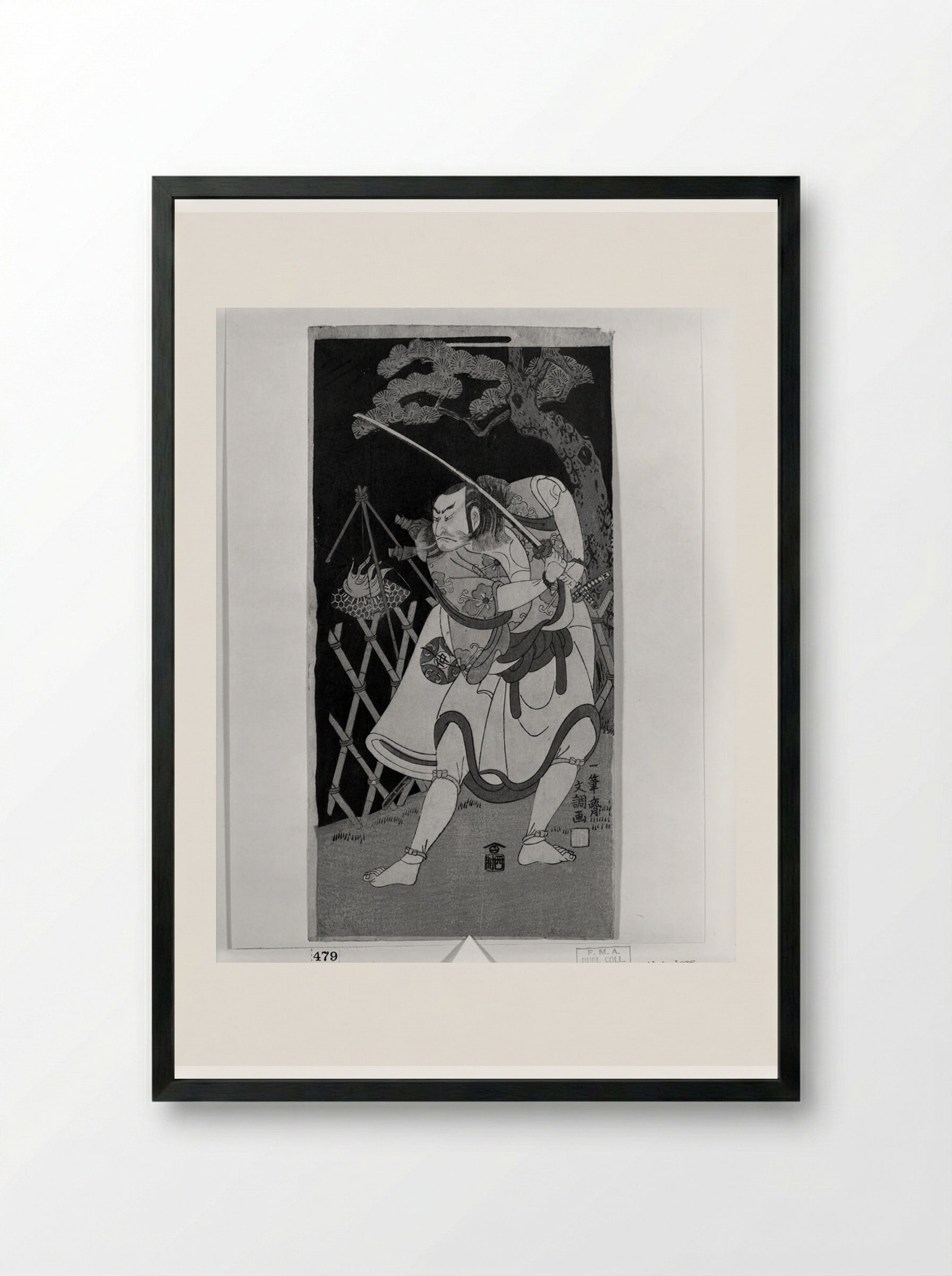Actor Nakamura Nakazō Drawing a Sword - Ippitsusai Bunchō - Framed Print Black