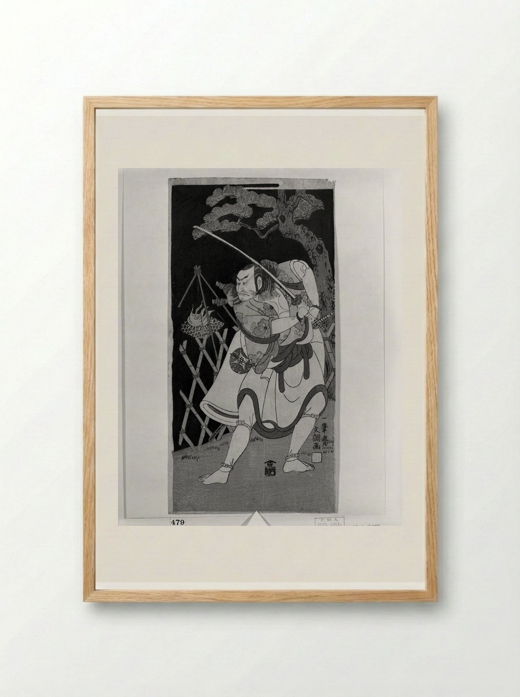 Actor Nakamura Nakazō Drawing a Sword - Ippitsusai Bunchō - Framed Print Wood