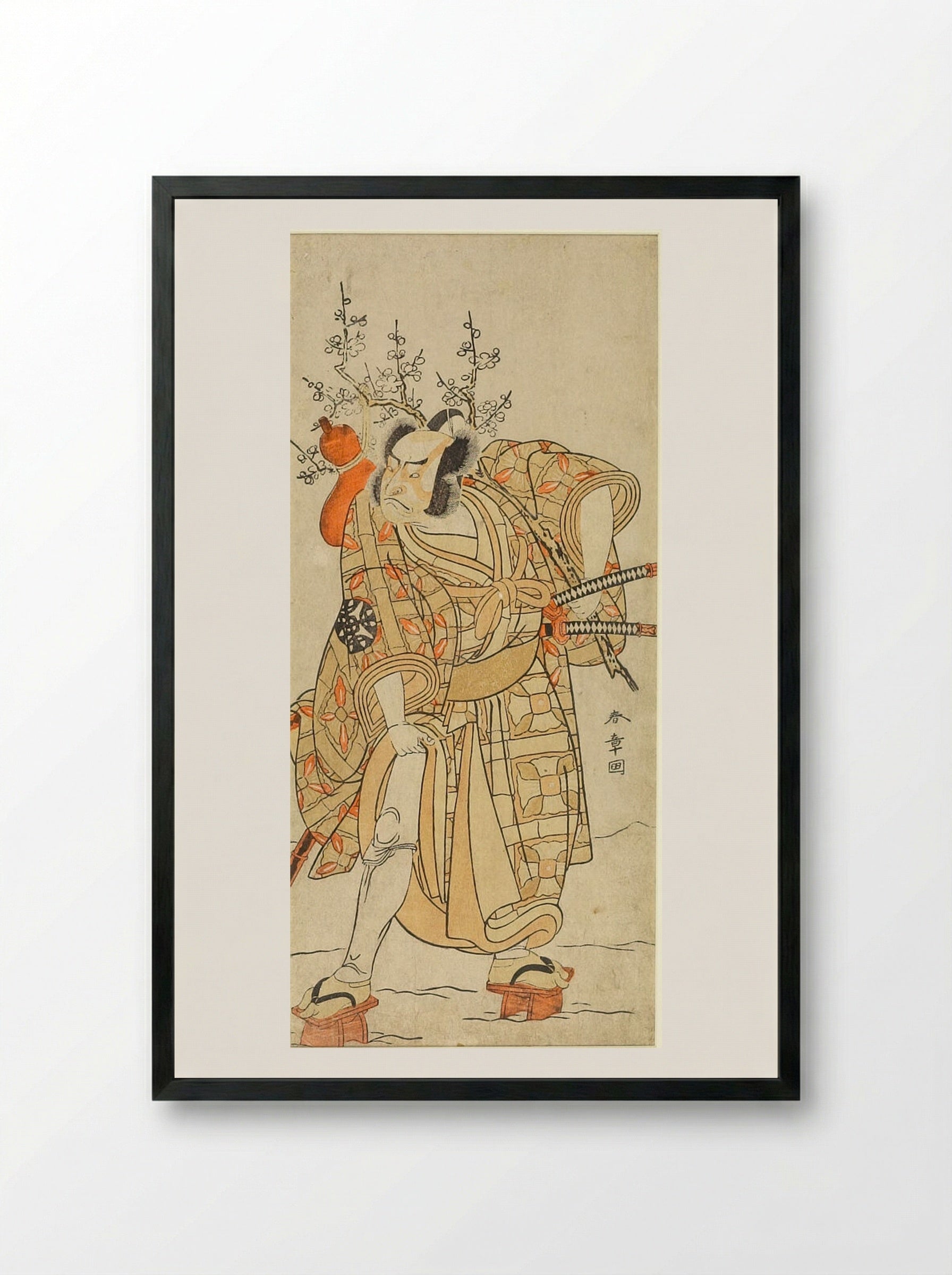 Actor Nakamura Nakazō I as Matano no Gorō - Katsukawa Shunshō - Framed Print Black