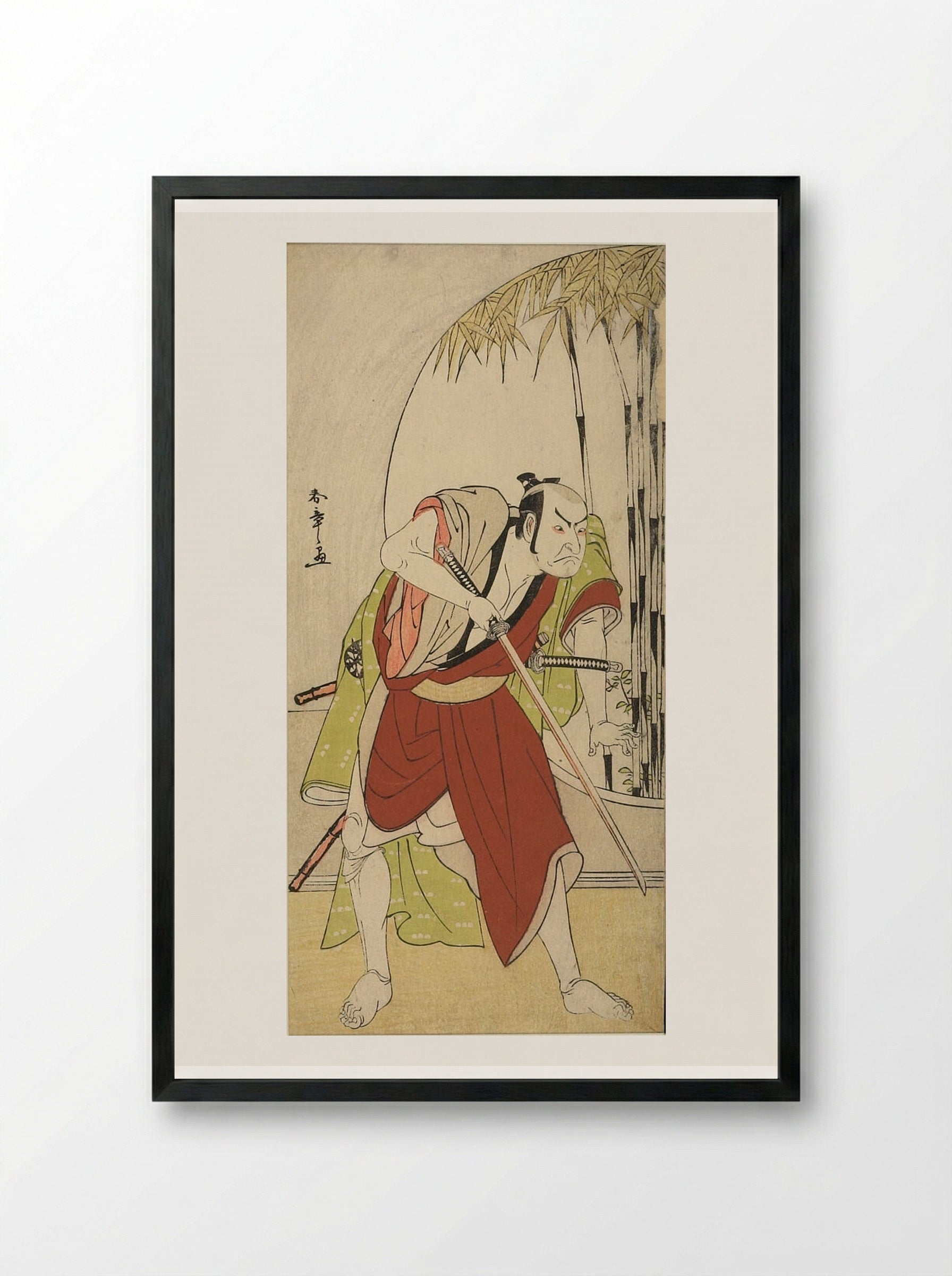 Actor Nakamura Nakazō I as Teraoka Heiemon - Katsukawa Shunshō - Framed Print Black