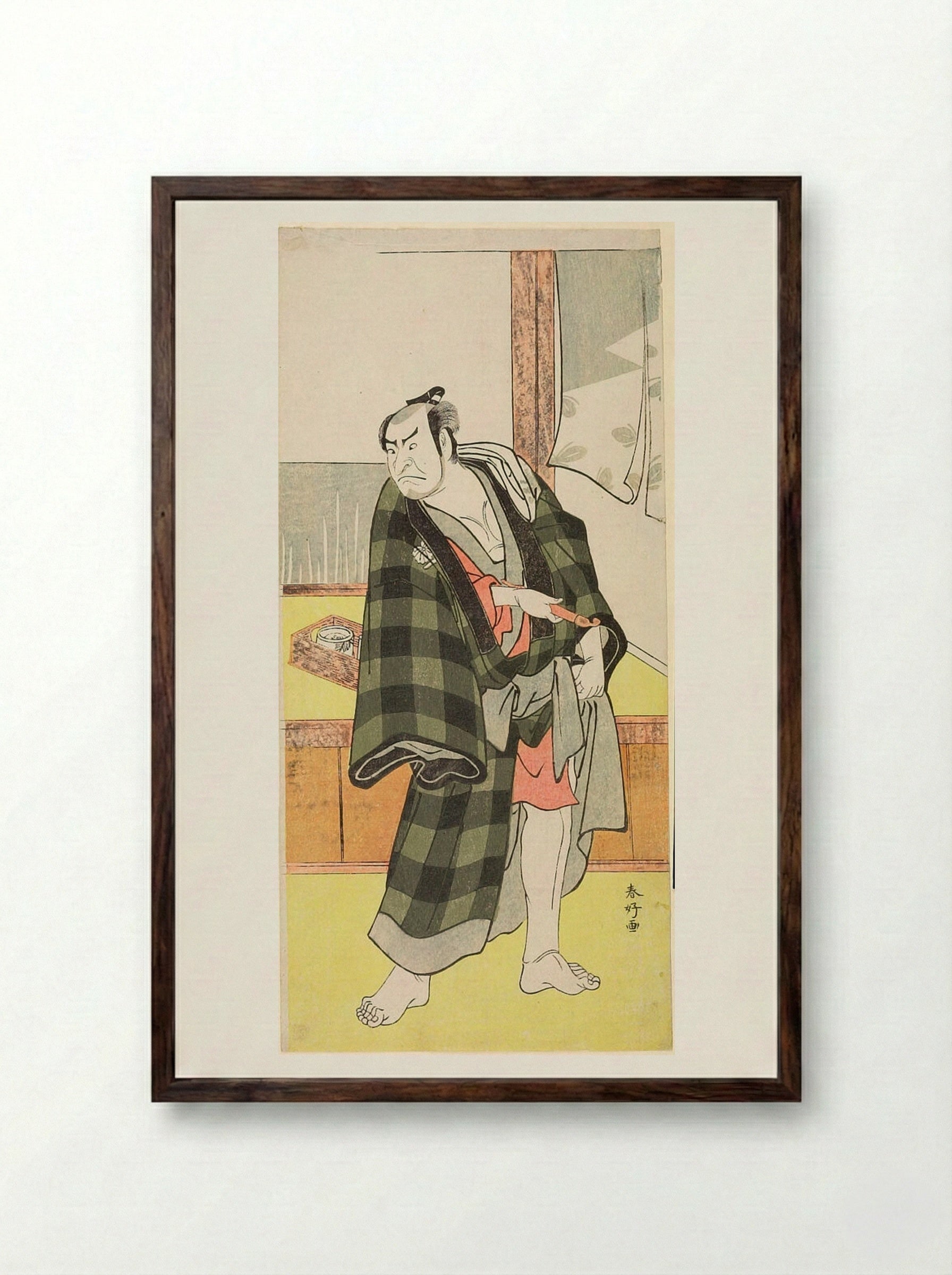 Actor Nakamura Nakazō as an Otokodate - Katsukawa Shunkō - Framed Print Dark Wood