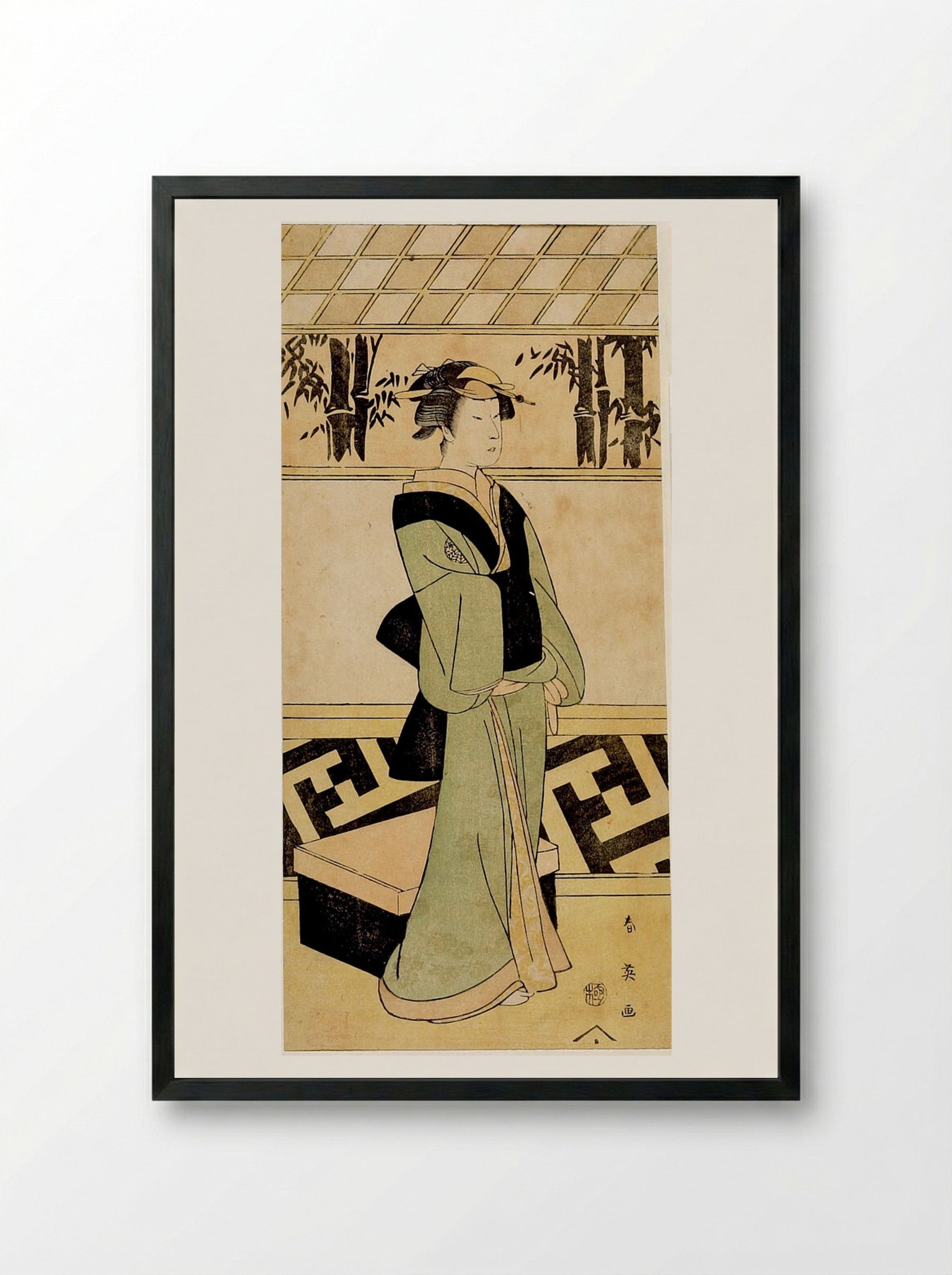 Actor Nakamura Noshio - Katsukawa Shun'ei - Framed Print Black