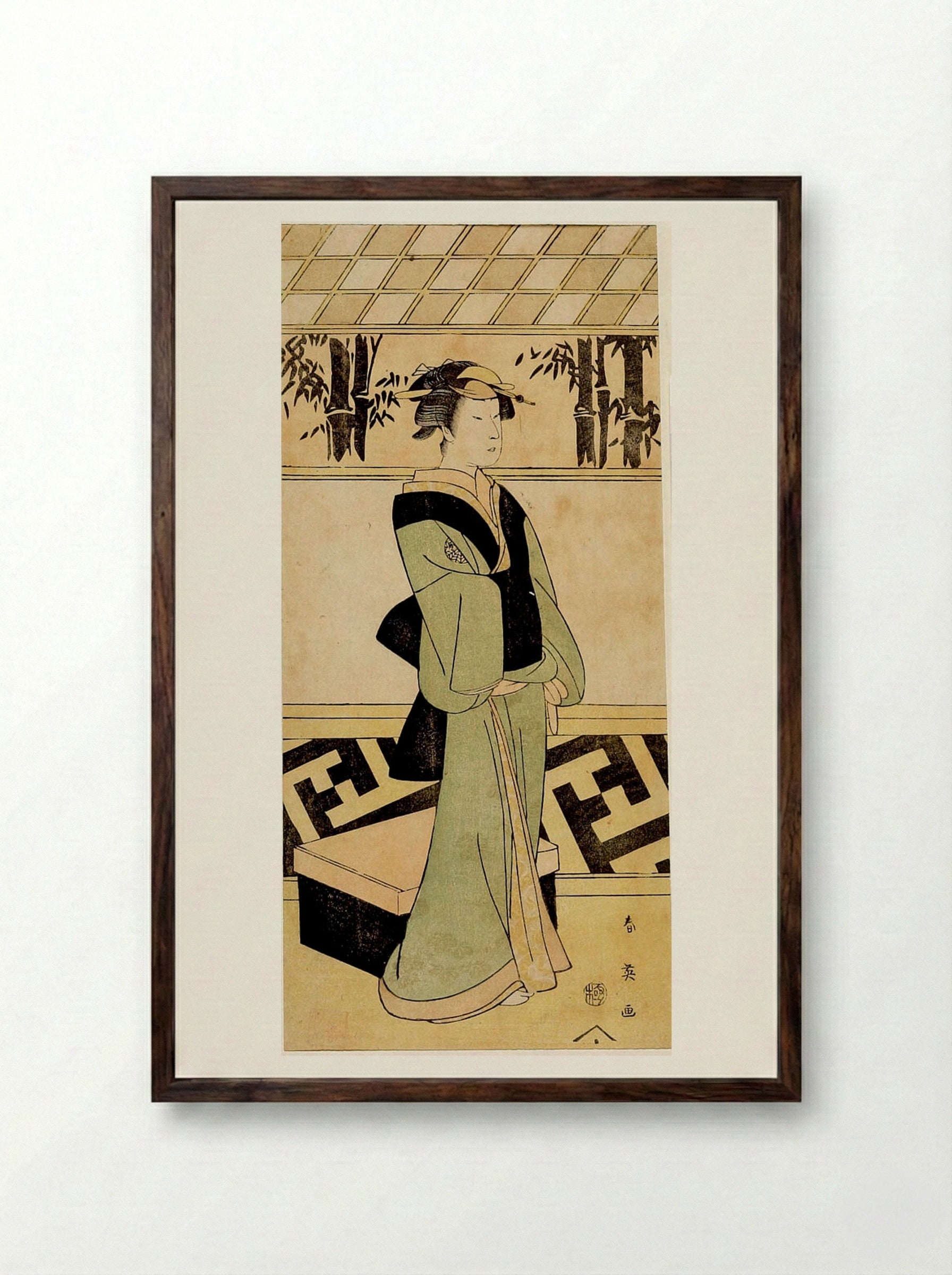 Actor Nakamura Noshio - Katsukawa Shun'ei - Framed Print Dark Wood
