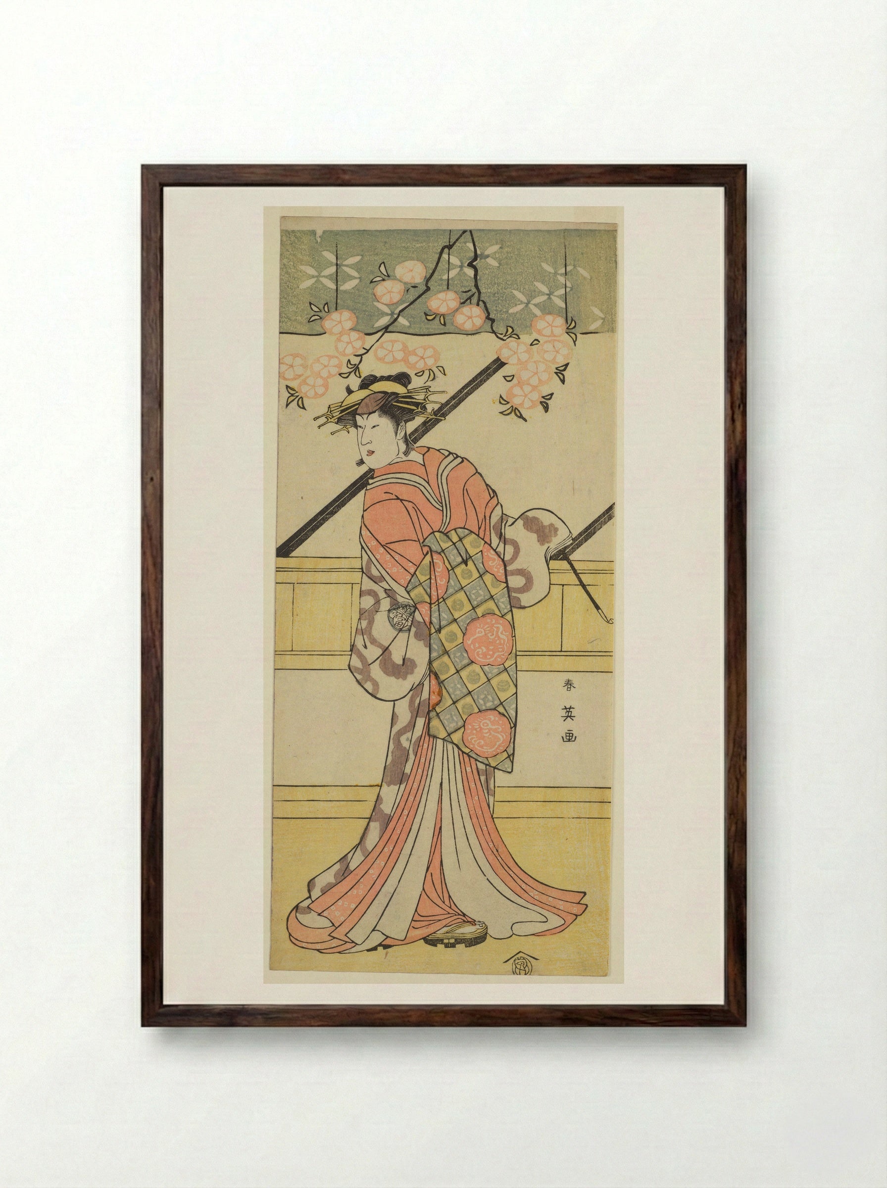 Actor Nakamura Tomisaburō I in a Sukeroku Play - Katsukawa Shun'ei - Framed Print Dark Wood