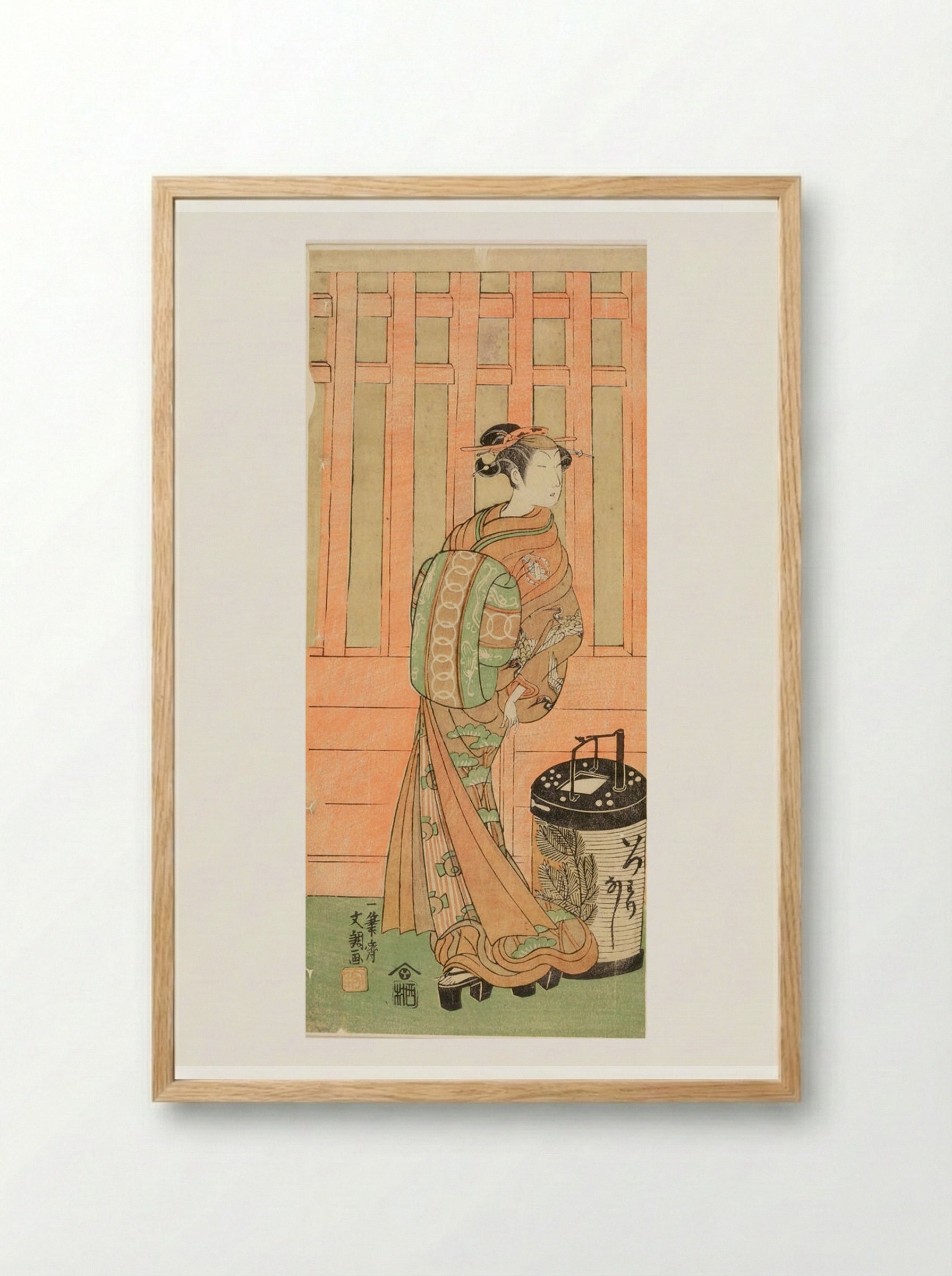 Actor Nakamura Utaemon 2nd as a Courtesan - Ippitsusai Bunchō - Framed Print Wood