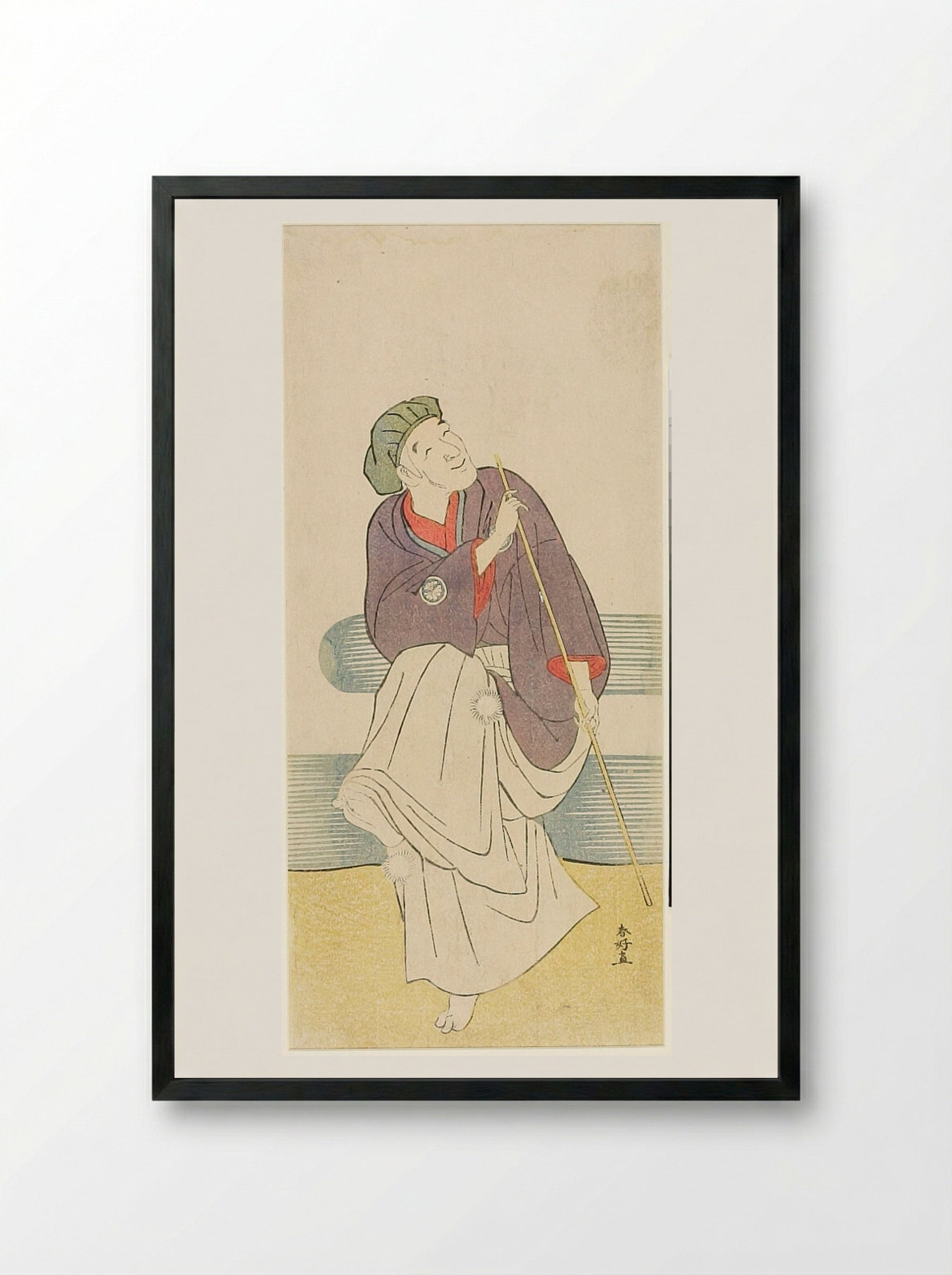 Actor (Old Man) Dancing - Katsukawa Shunkō - Framed Print Black