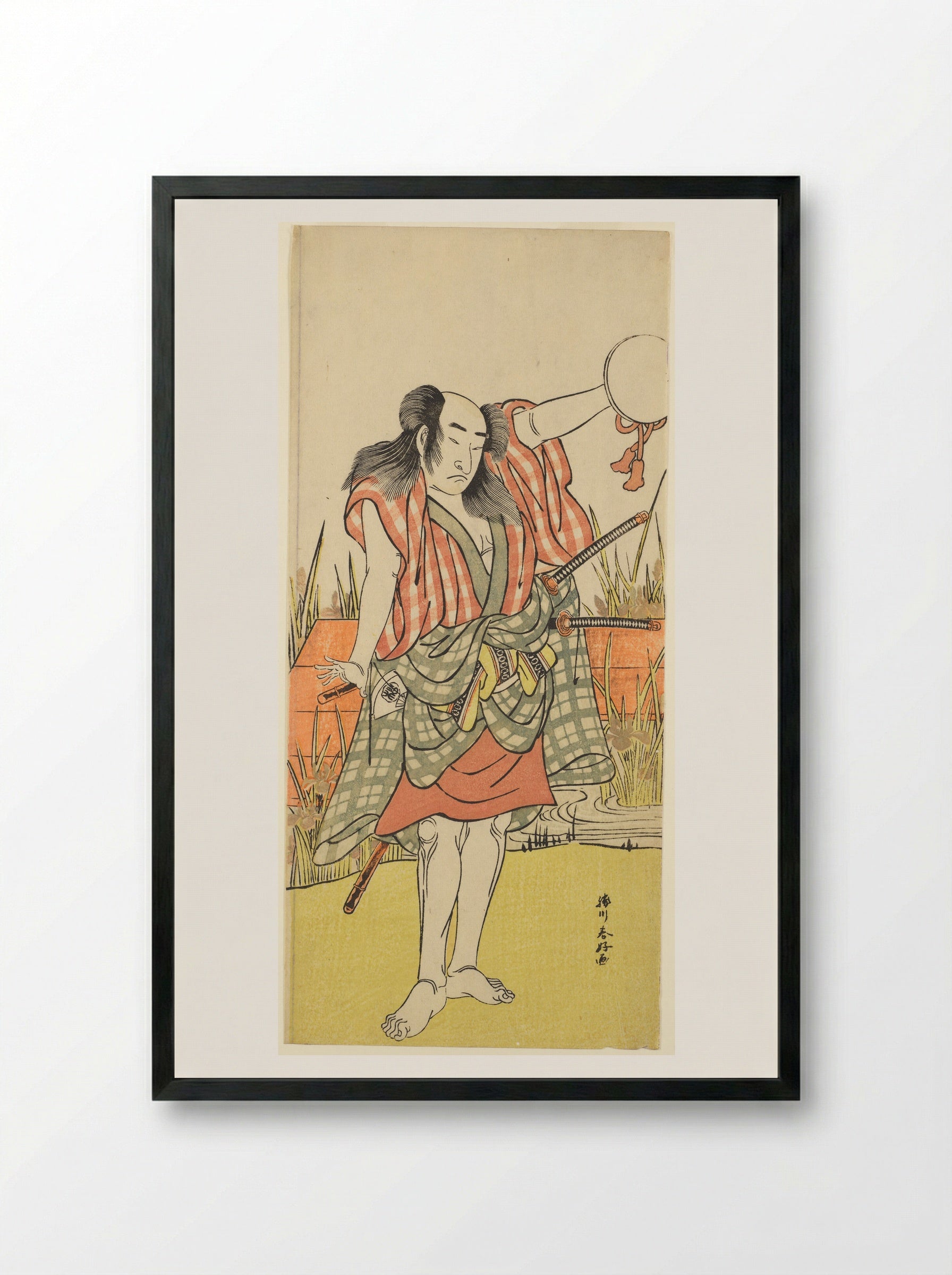 Actor Onoe Matsusuke I as Ōtori Sagaemon - Katsukawa Shunkō - Framed Print Black