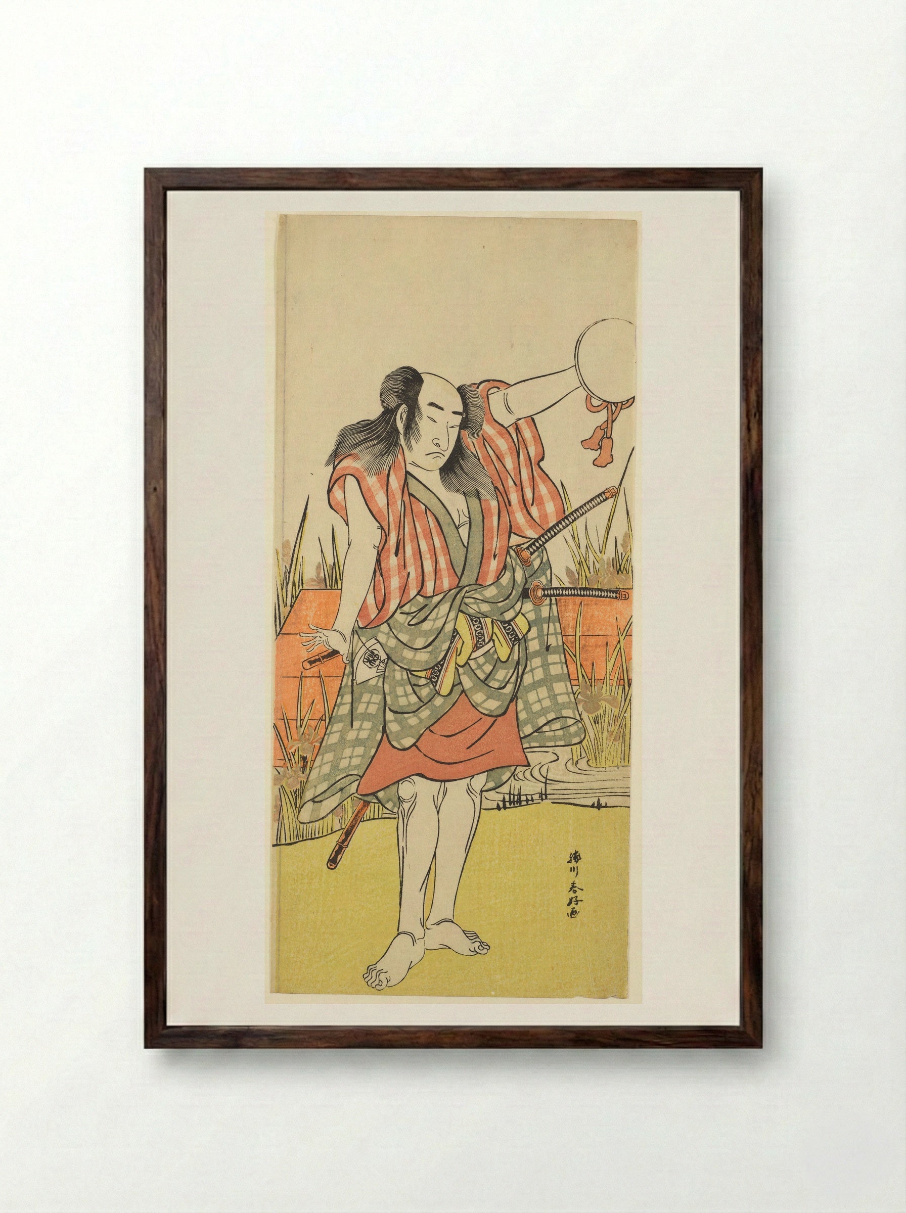 Actor Onoe Matsusuke I as Ōtori Sagaemon - Katsukawa Shunkō - Framed Print Dark Wood