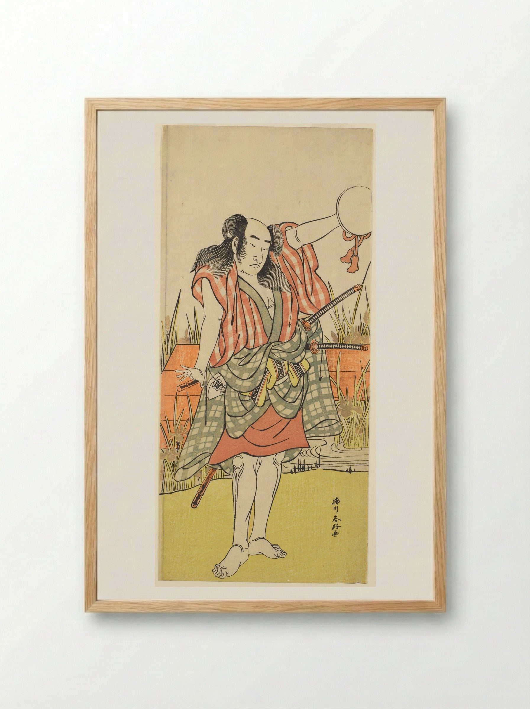 Actor Onoe Matsusuke I as Ōtori Sagaemon - Katsukawa Shunkō - Framed Print Wood