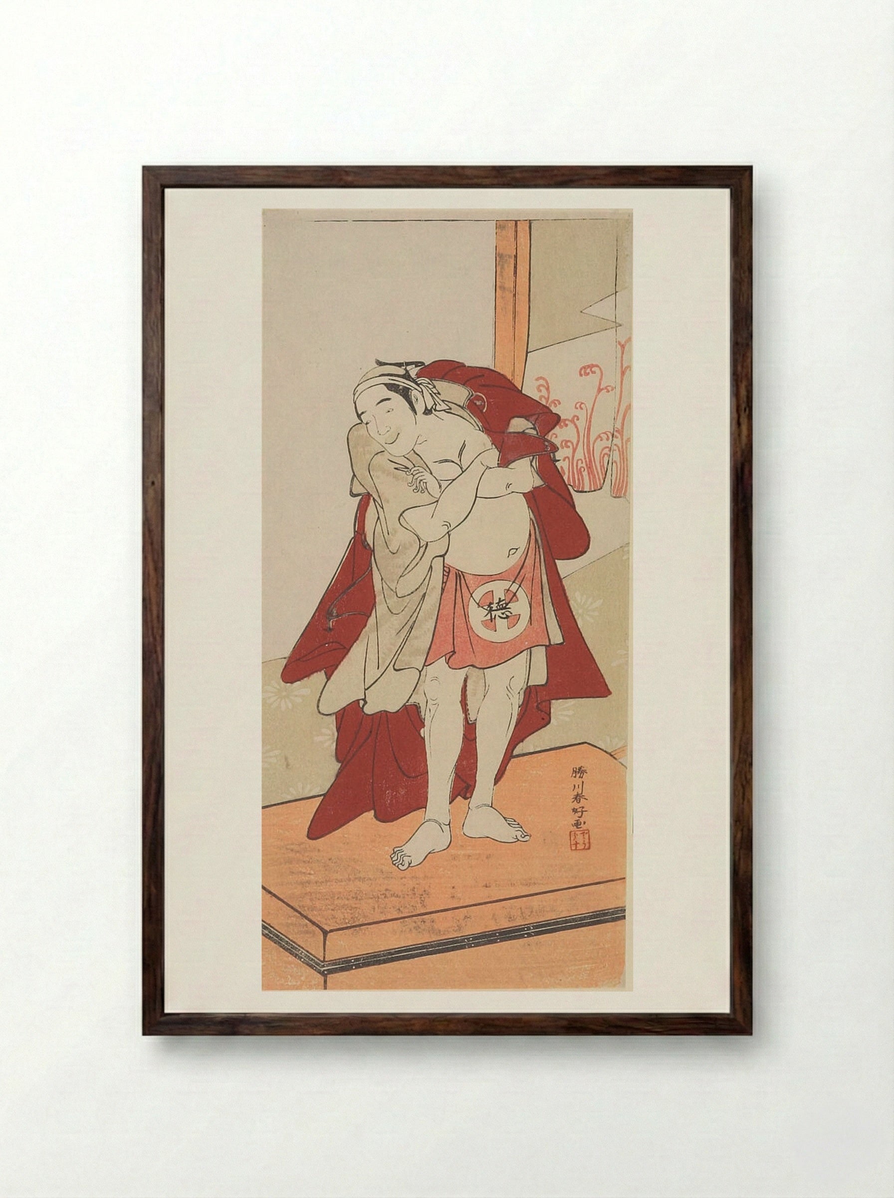 Actor Otani Tokuji as Amakawaya Gihei - Katsukawa Shunkō - Framed Print Dark Wood