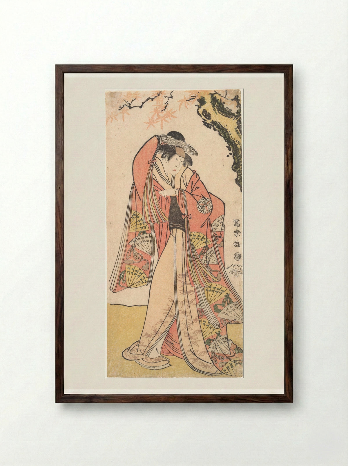 Actor Sakakiyama Sangoro II as Michinaga's Daughter Princess Otae - Tōshūsai Sharaku - Framed Print Dark Wood