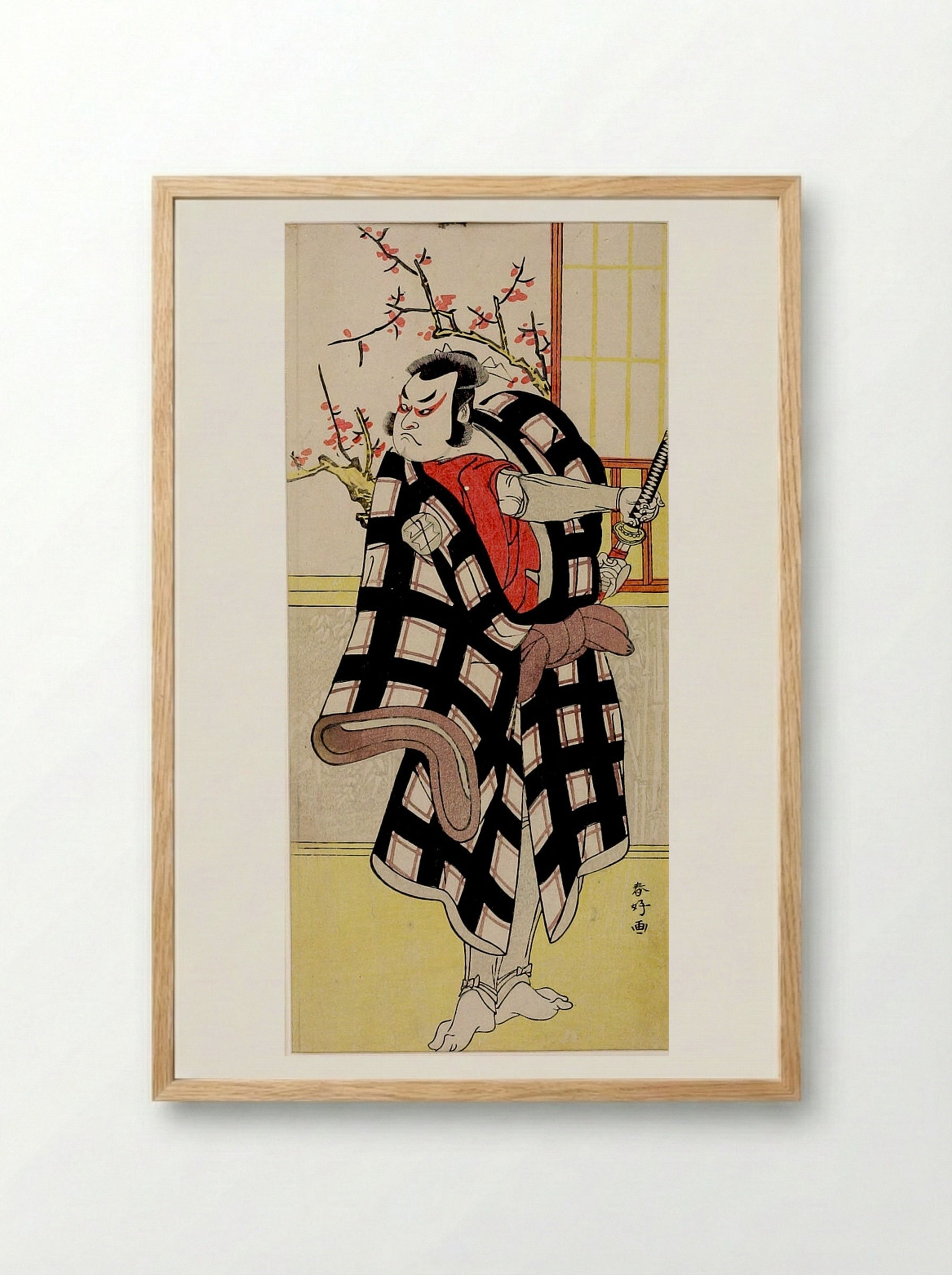 Actor Sakata Hangorō III as a Wrestler - Katsukawa Shunkō - Framed Print Wood