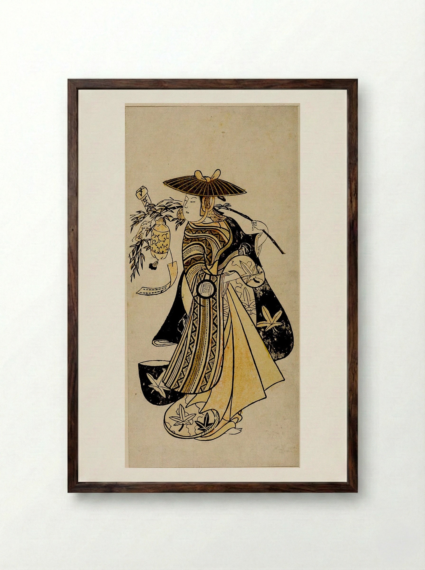Actor Sanogawa Ichimatsu I - Nishimura Shigenaga - Framed Print Dark Wood
