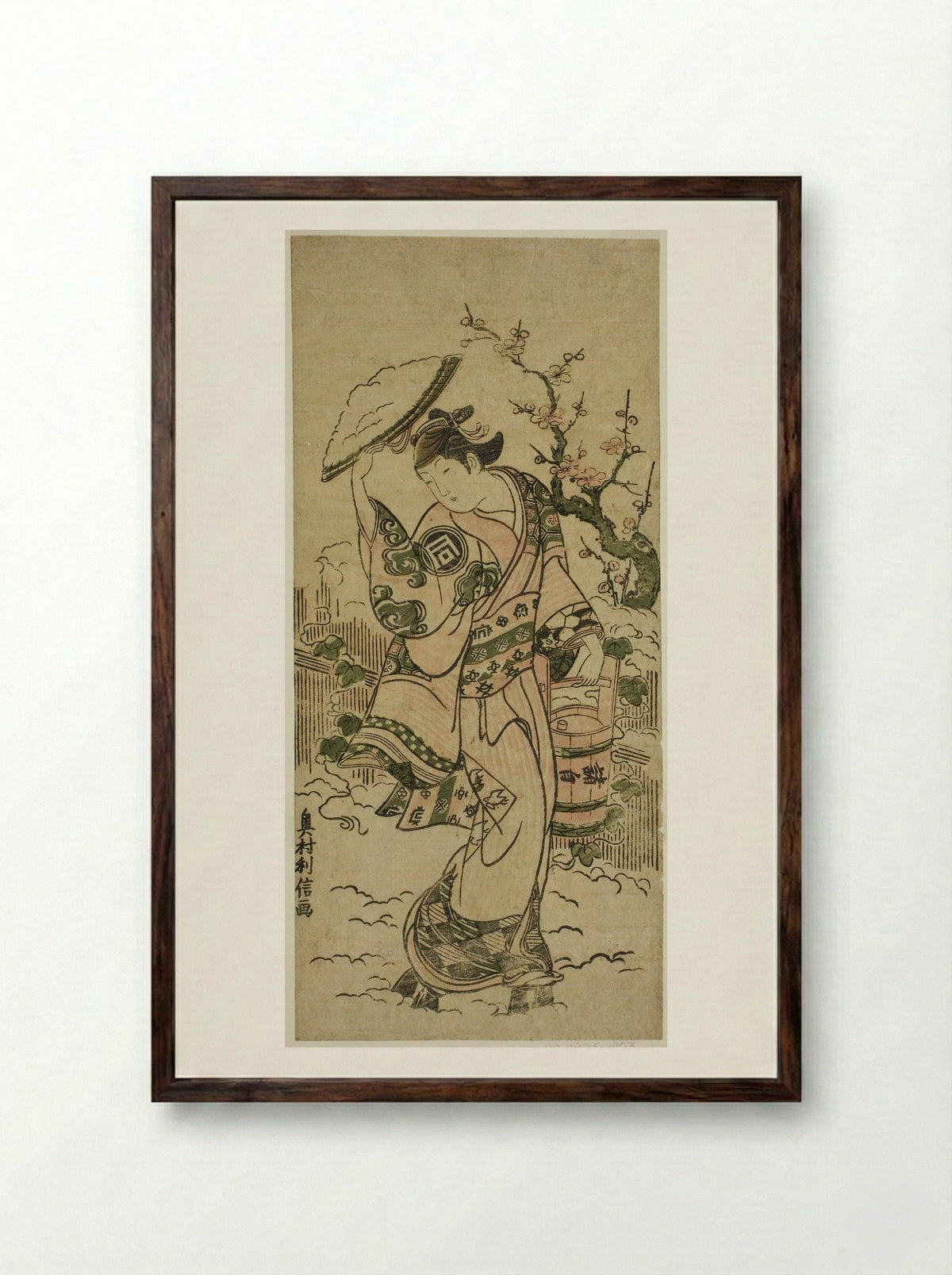 Actor Sanogawa Ichimatsu as a Courtesan during the Tanabata Festival - Okumura Toshinobu - Framed Print Dark Wood