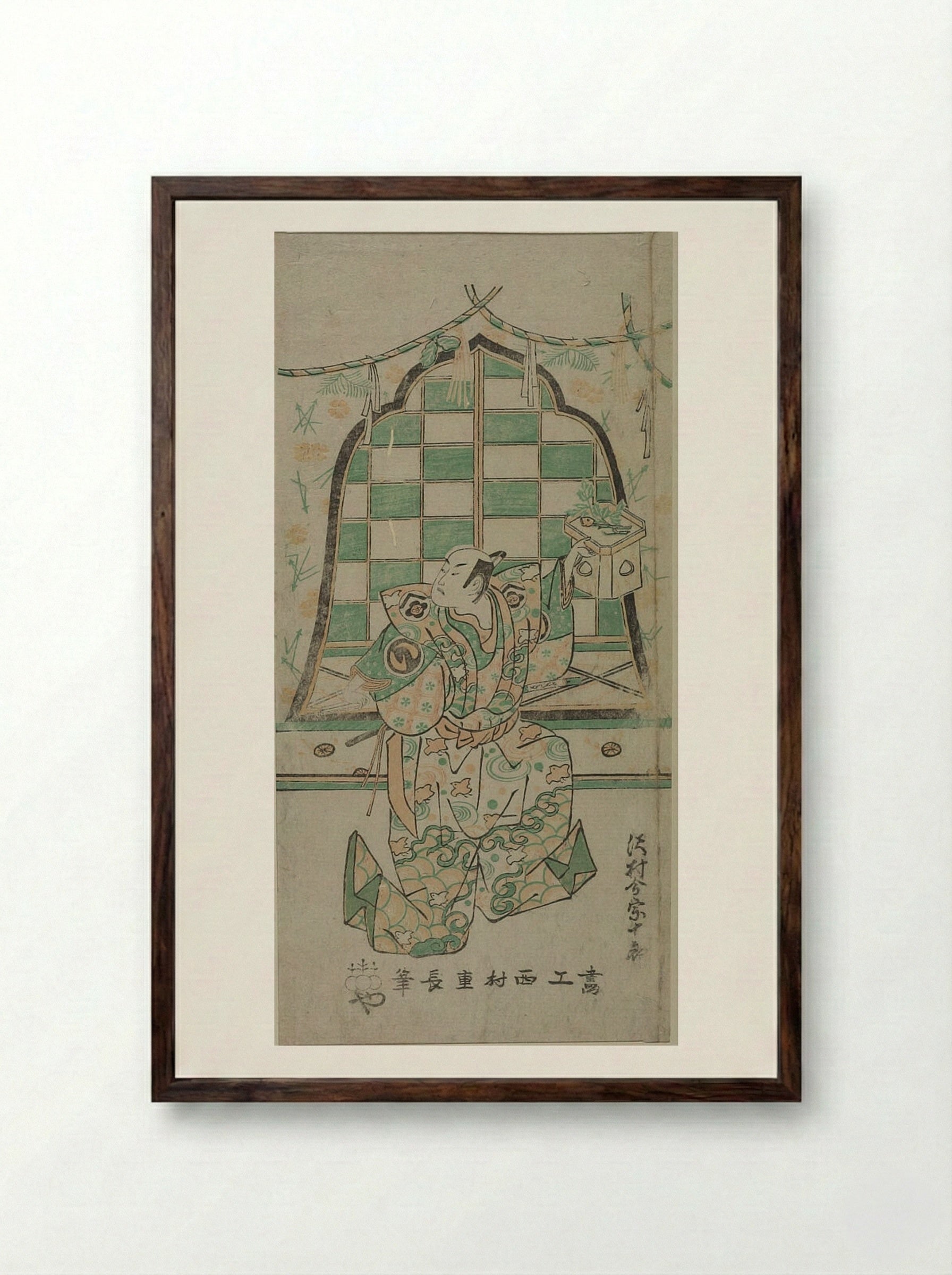 Actor Sawamura Imazō I - Nishimura Shigenaga - Framed Print Dark Wood