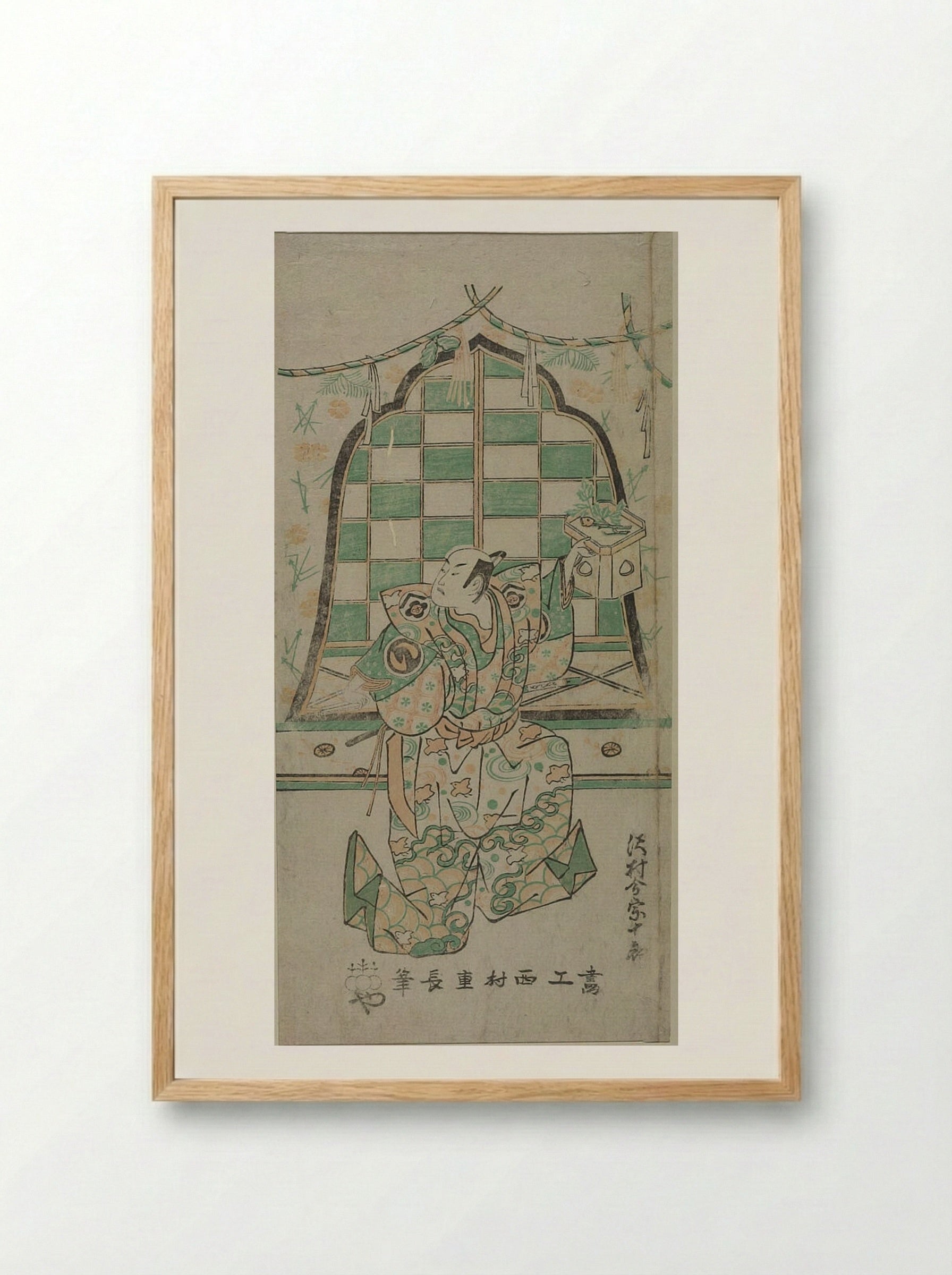 Actor Sawamura Imazō I - Nishimura Shigenaga - Framed Print Wood