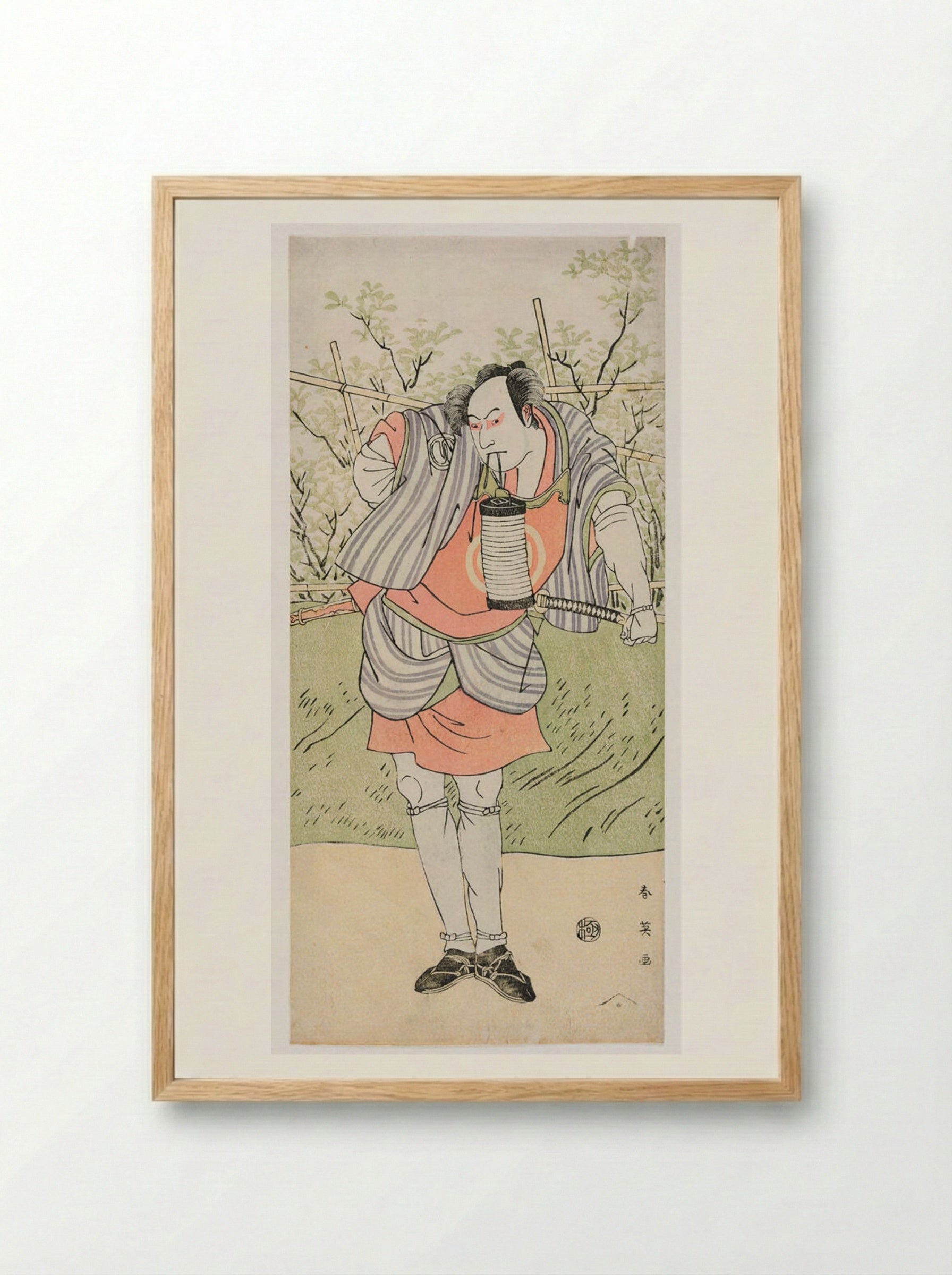 Actor Sawamura Sōjūrō 2nd as Kujaku Saburo - Katsukawa Shun'ei - Framed Print Wood